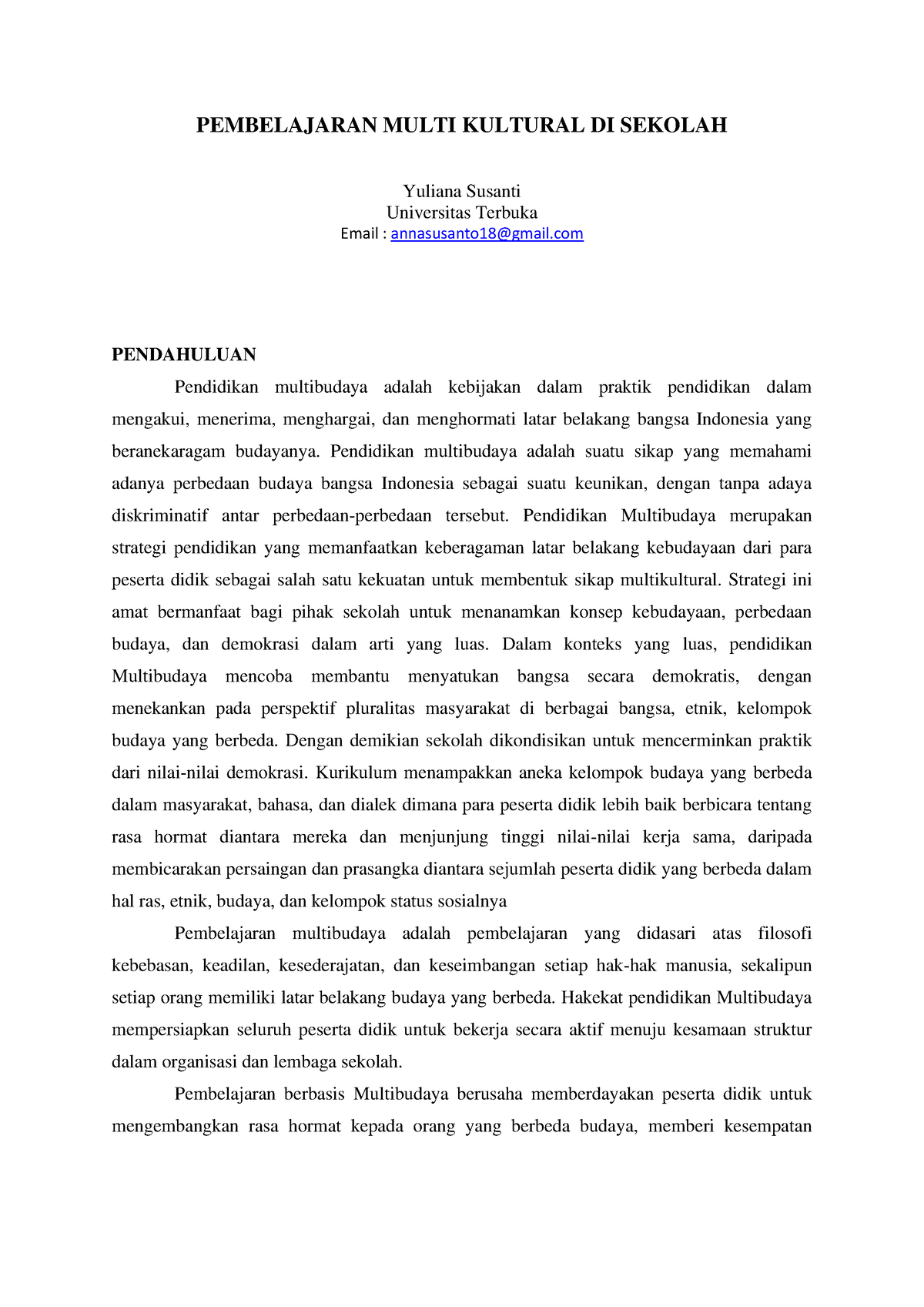 Pembelajaran Berbasis Multikultural - PEMBELAJARAN MULTI KULTURAL DI ...