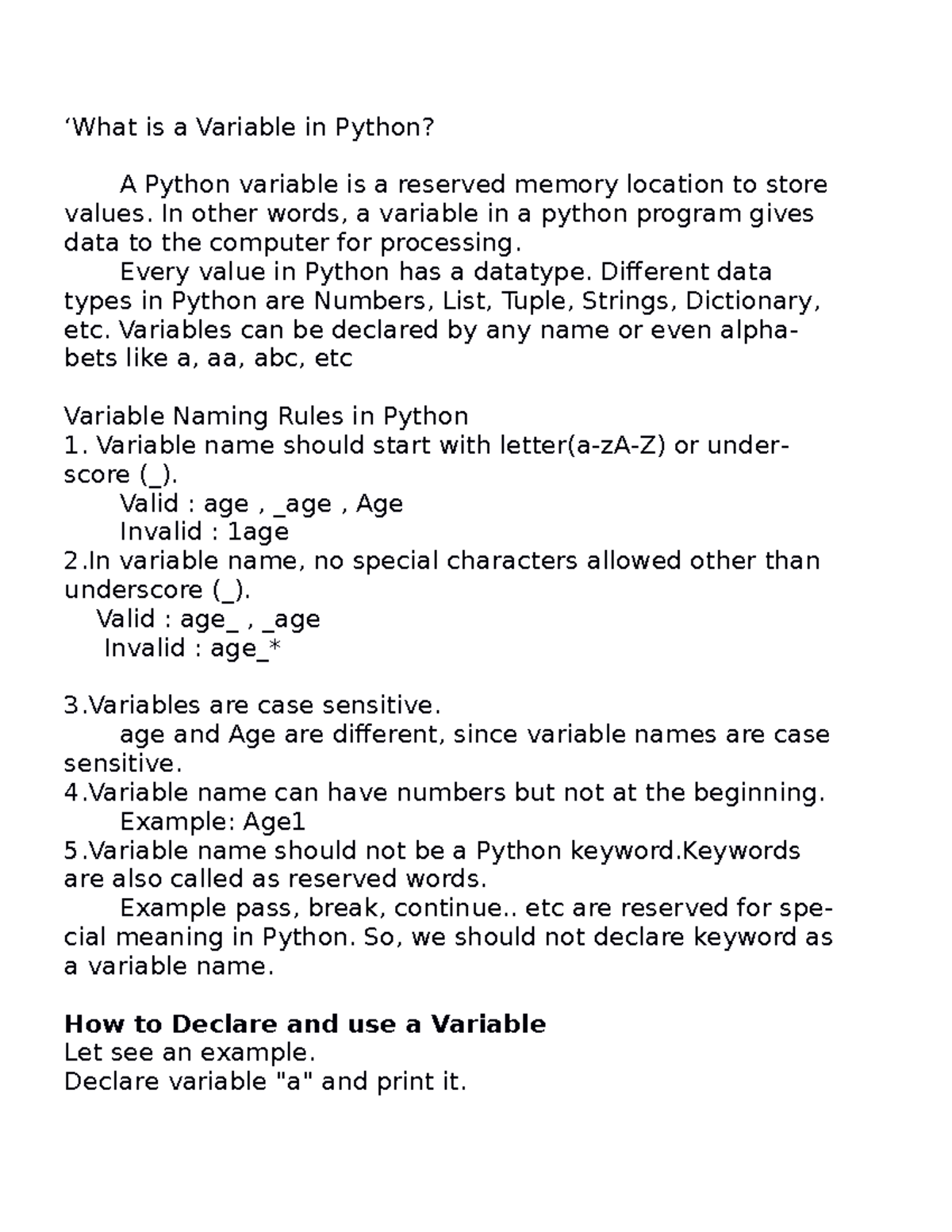 Python basics - ‘What is a Variable in Python? A Python variable is a ...