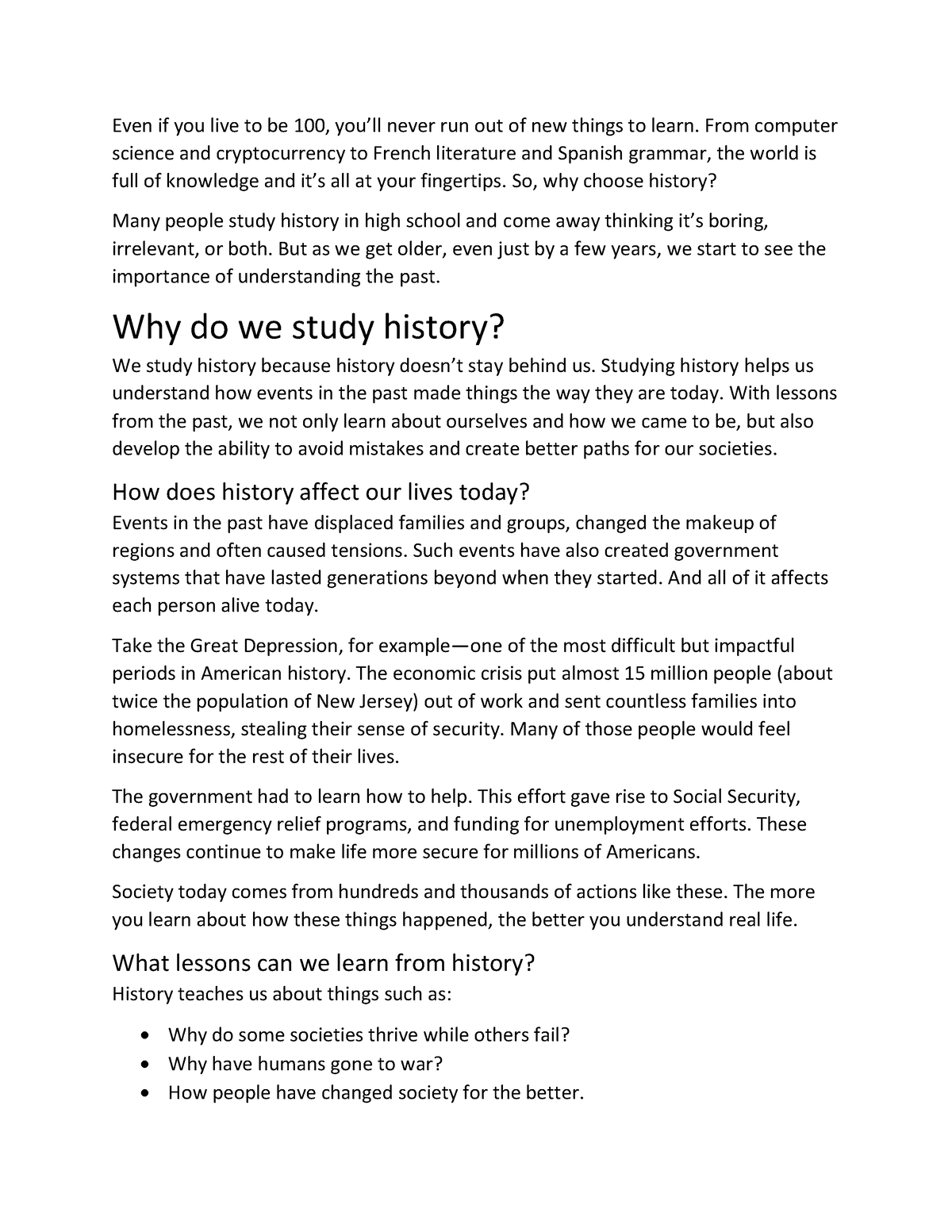 why we should study history essay