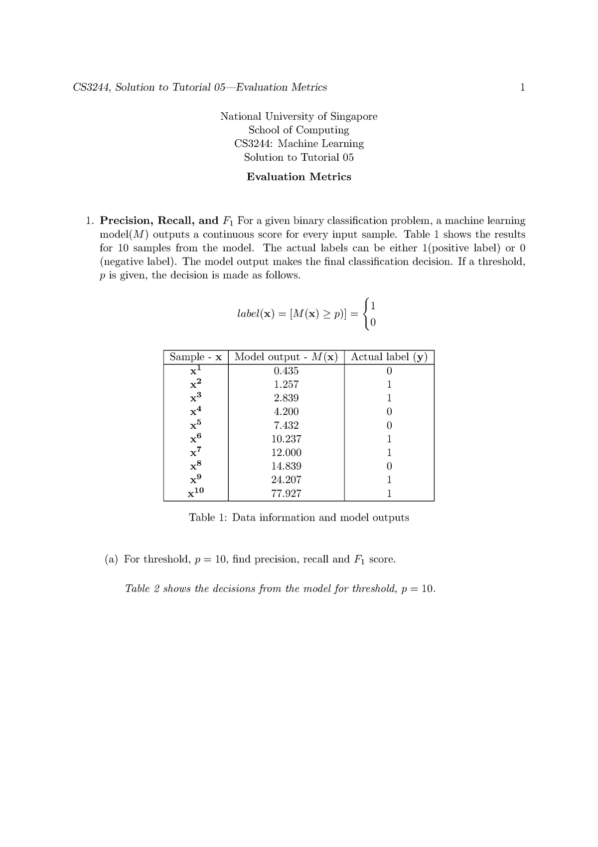 Tutorial-05-solutions - CS3244 - NUS - Studocu