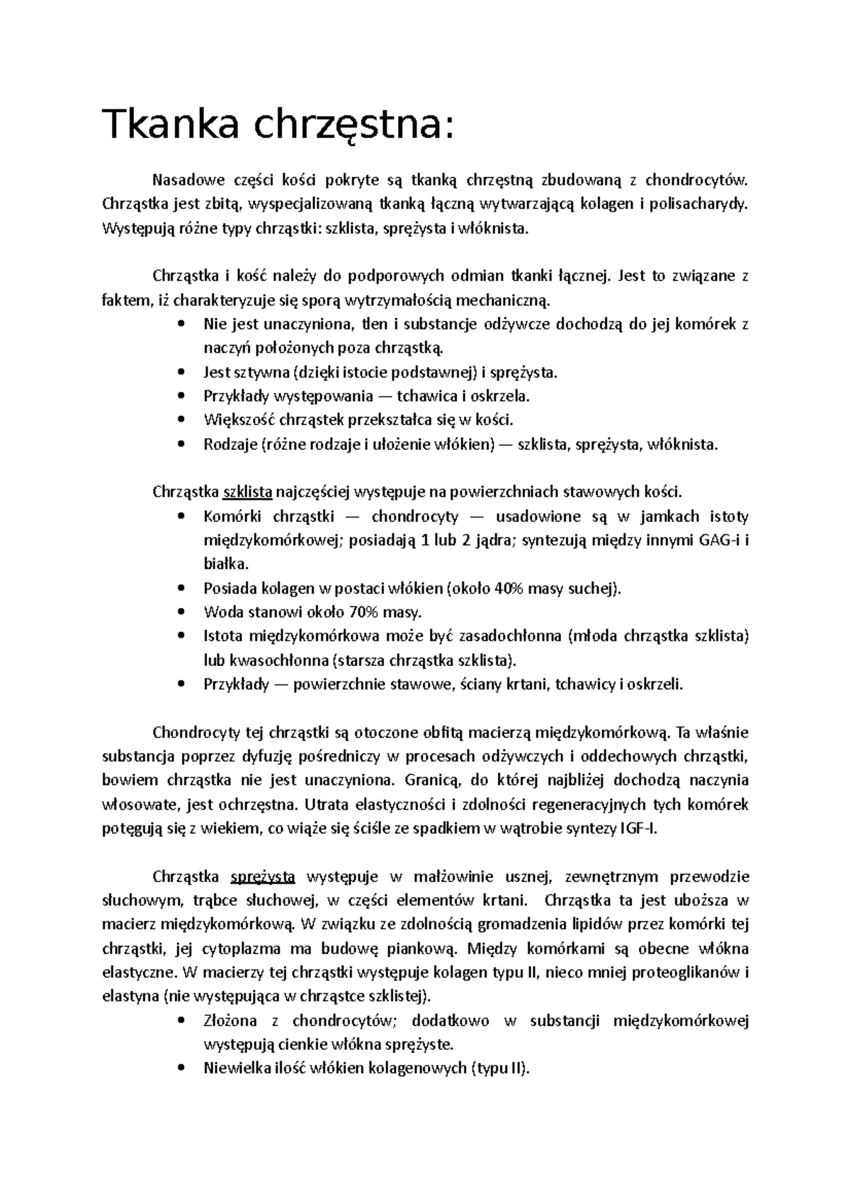 Tkanka chrz stna Konspekt Nt Tkanki Chrz stnej Tkanka Nasadowe 