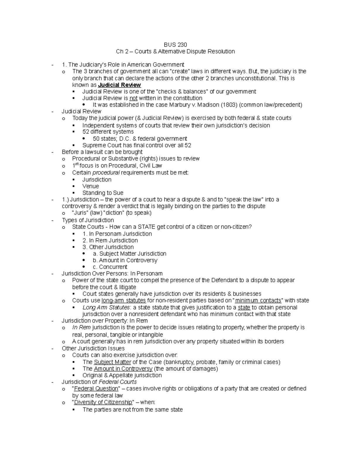 bus-ch-2-notes-in-class-bus-230-ch-2-courts-alternative-dispute