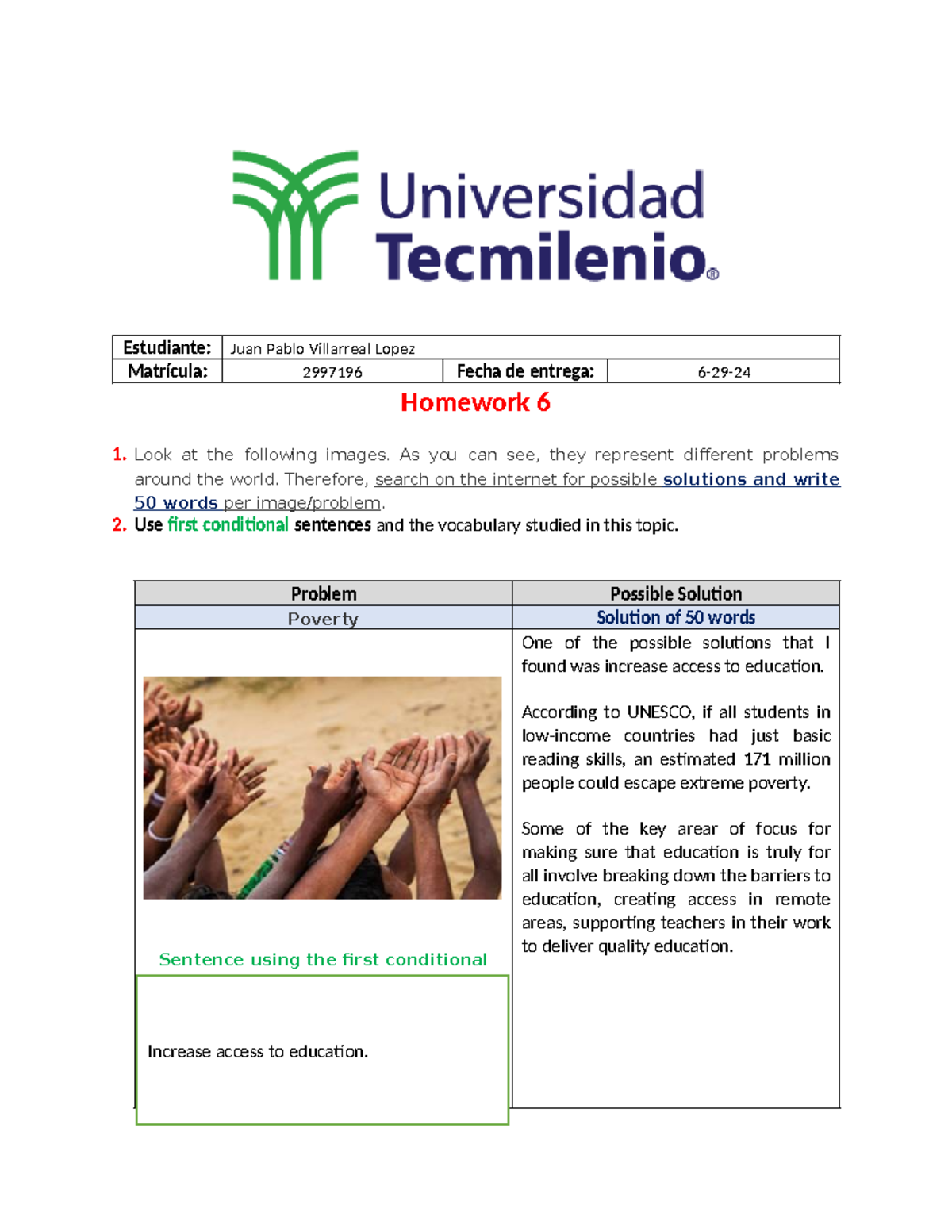 Homework 6 Ingles Basico - Estudiante: Juan Pablo Villarreal Lopez ...