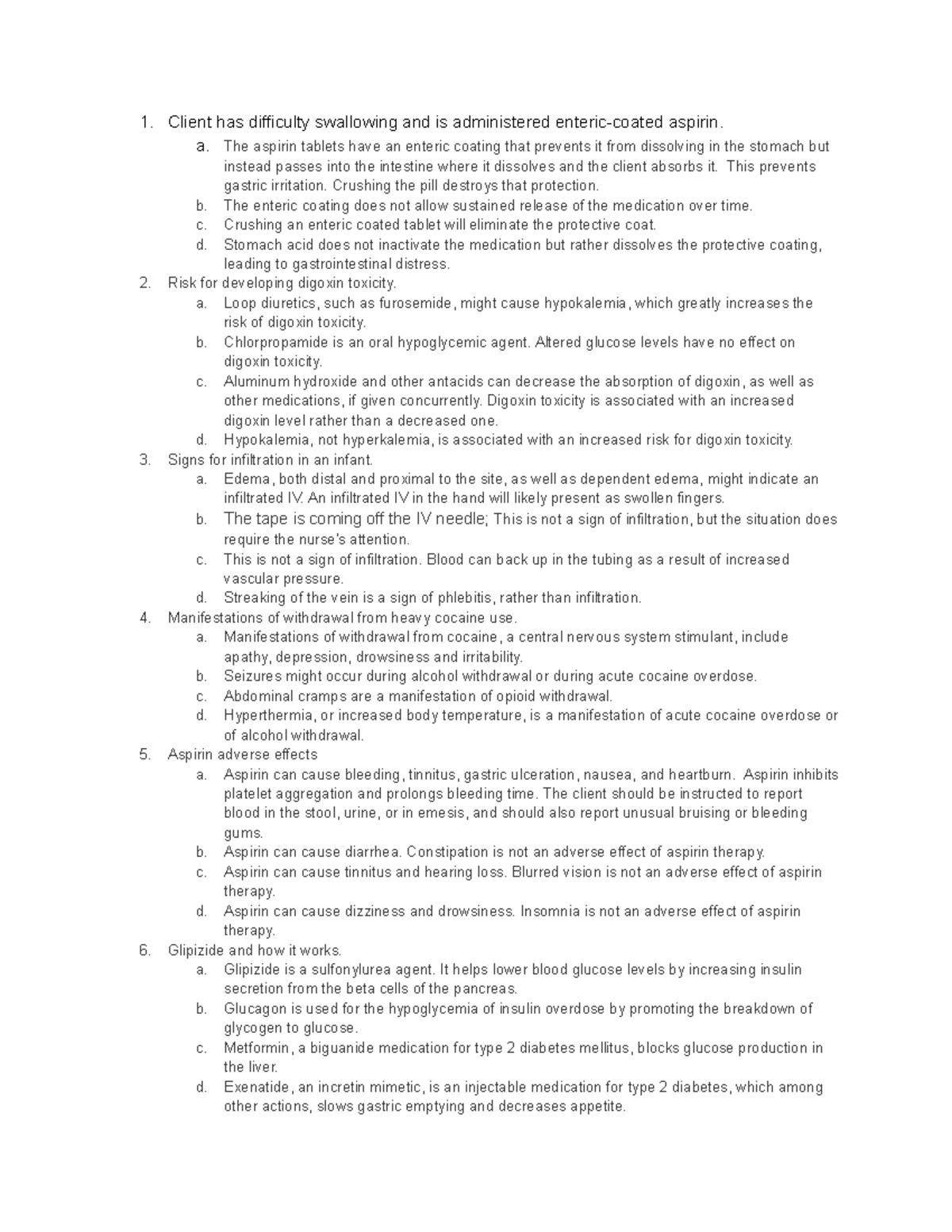 Pharmacology Retake Rationales - 1. Client has difficulty swallowing ...