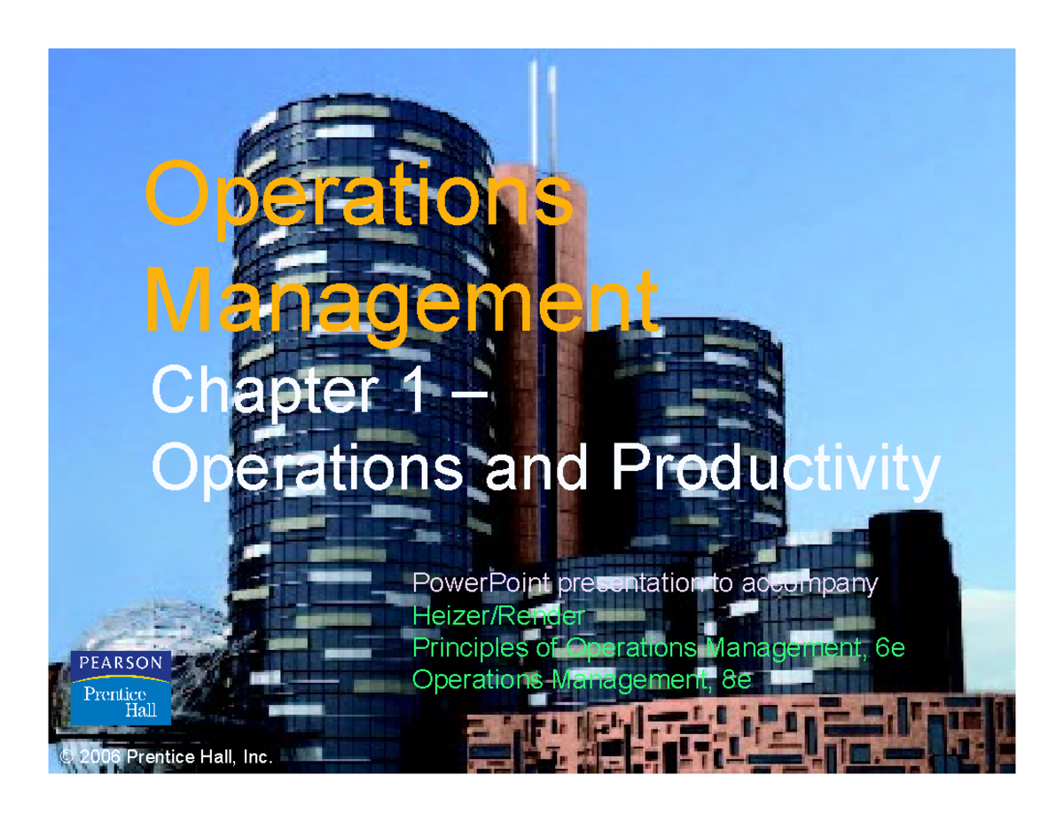 Chapter 1 - Operations Management Operations Management Chapter ...