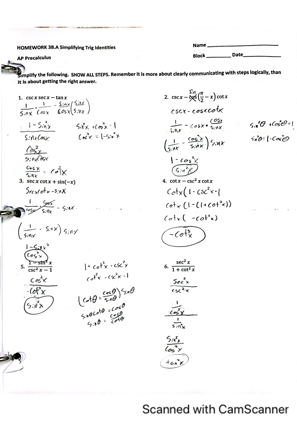 AP Precalc HW 3B.A - Studocu