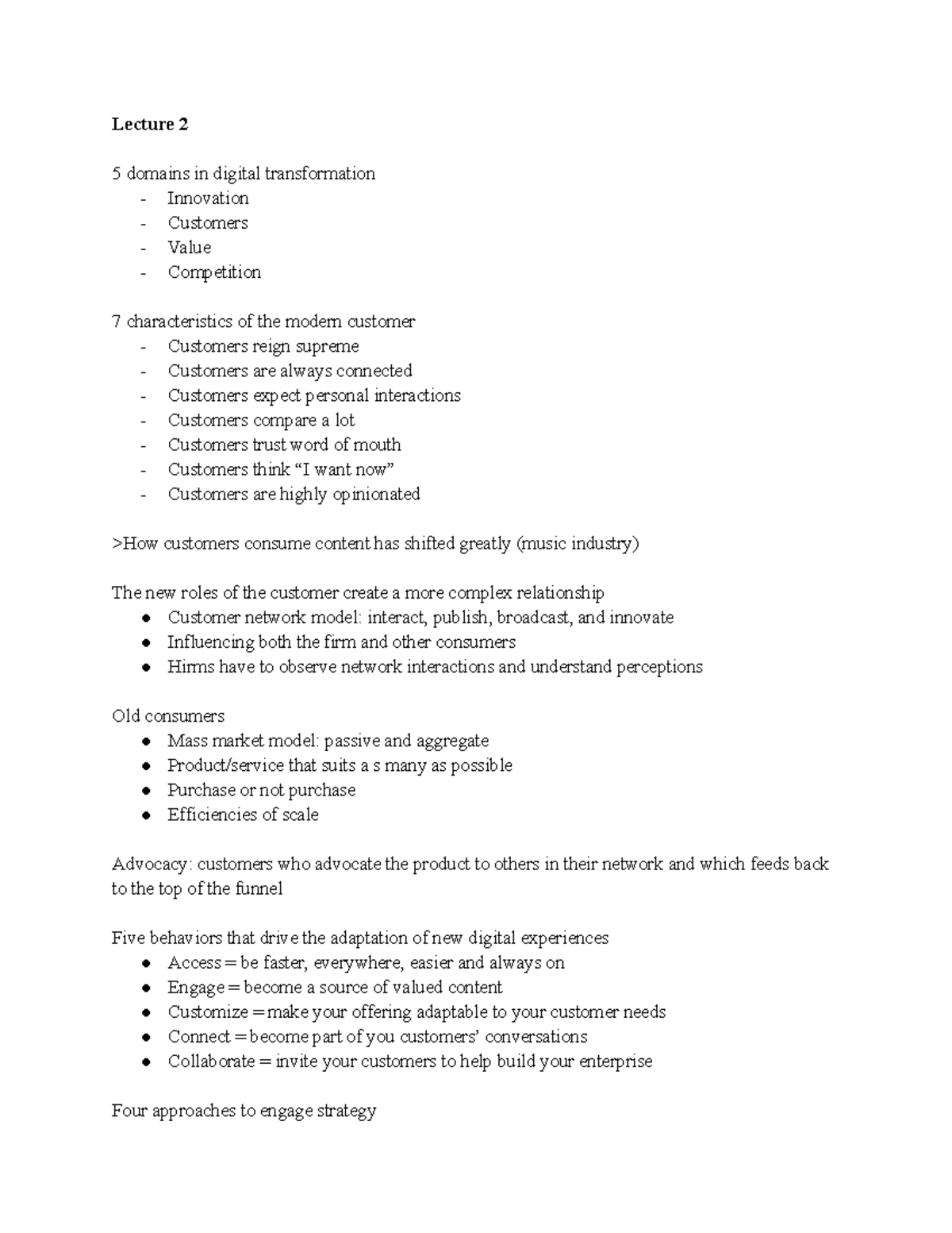 Digital transformation lecture notes - Lecture 2 5 domains in digital 