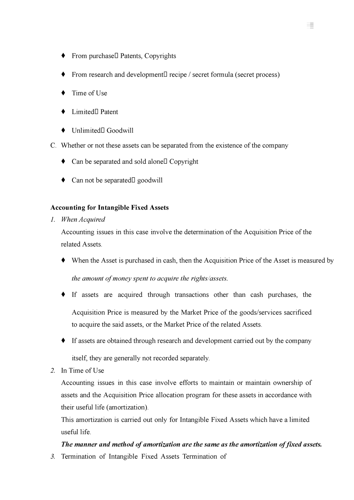 Financial accounting - learning - ♦ From purchase฀ Patents, Copyrights ...