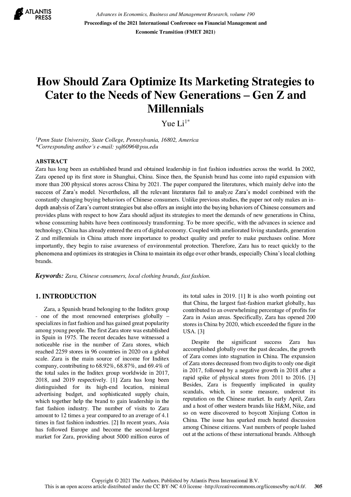 literature review of zara