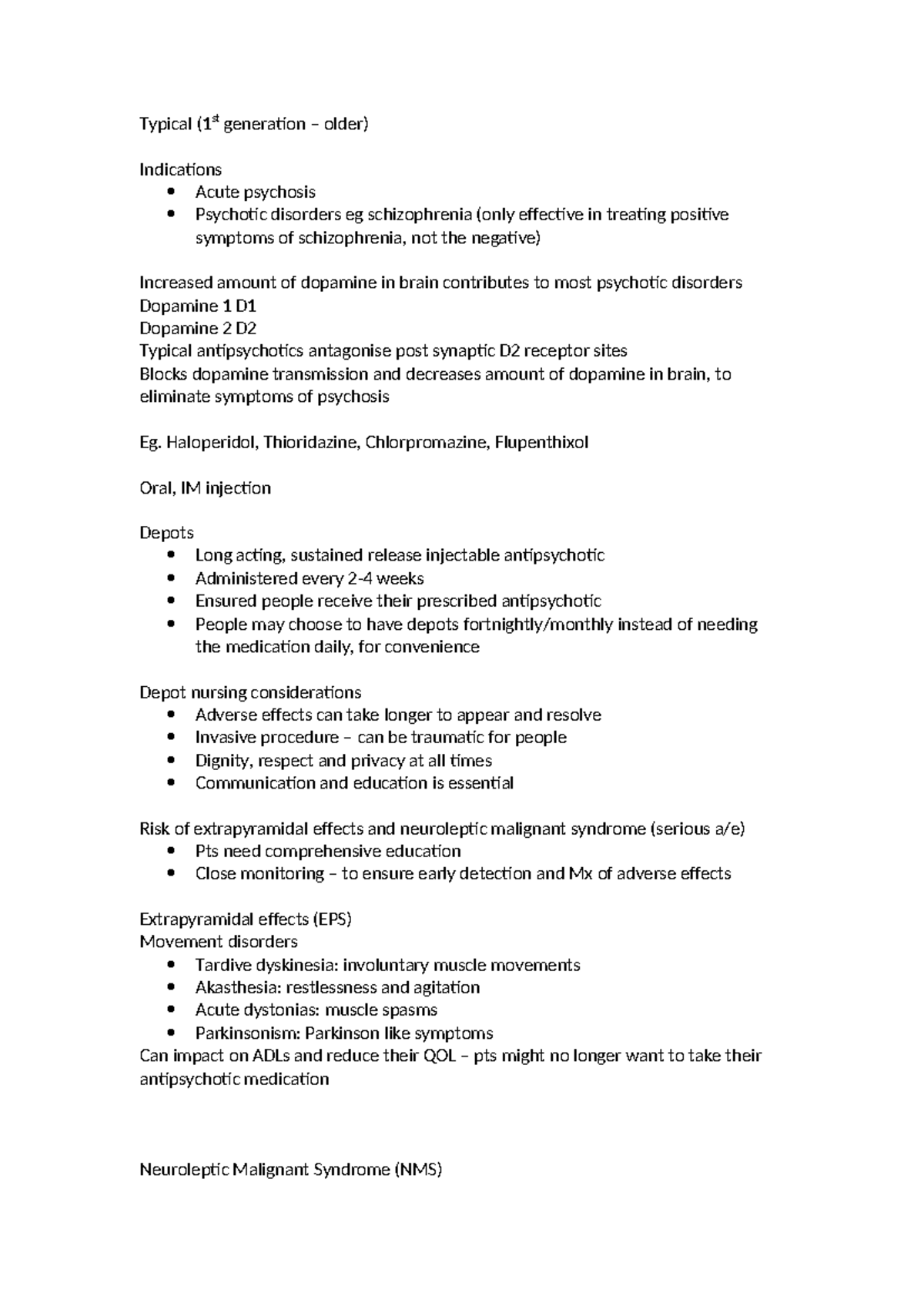 Typical and atypical - HNN222 Mental Health Nursing - Antipsychotics ...