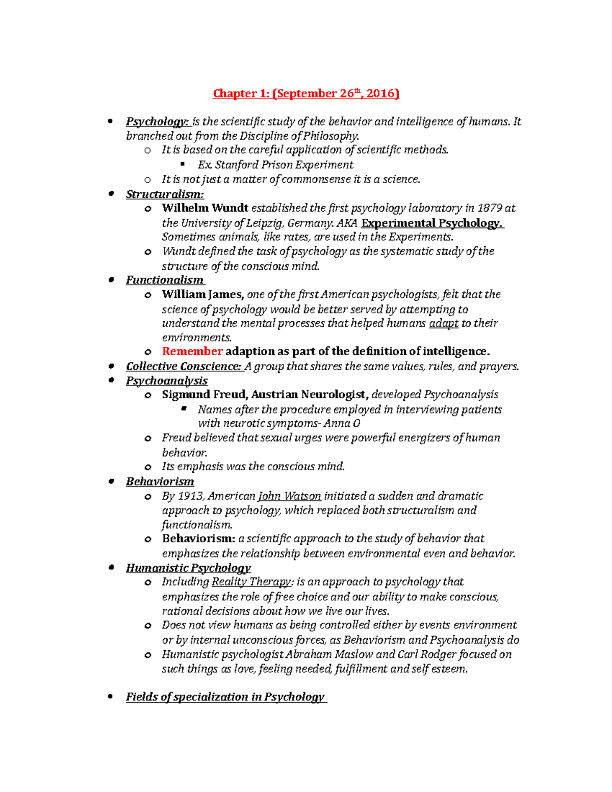 Chapter 1 - Lecture notes 1 - Chapter 1: (September 26 th , 2016 ...