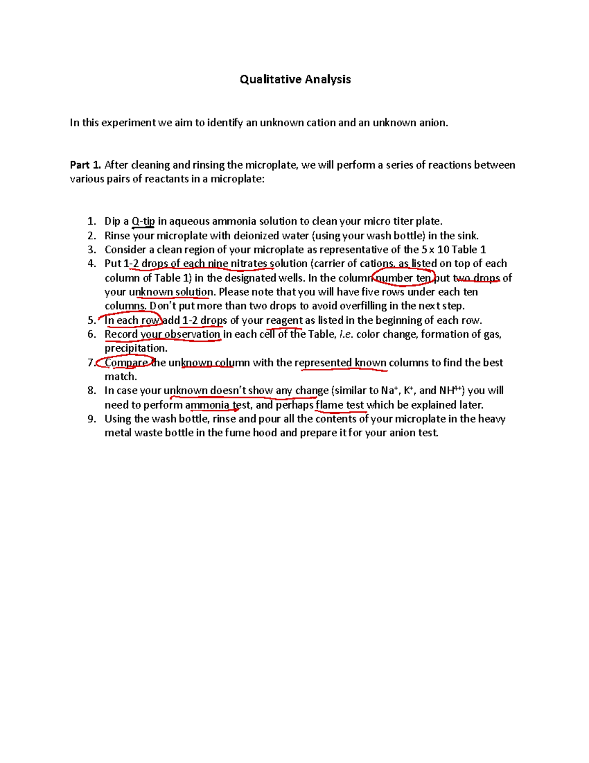 Qualitative Analysis Lab report Qualitative Analysis In