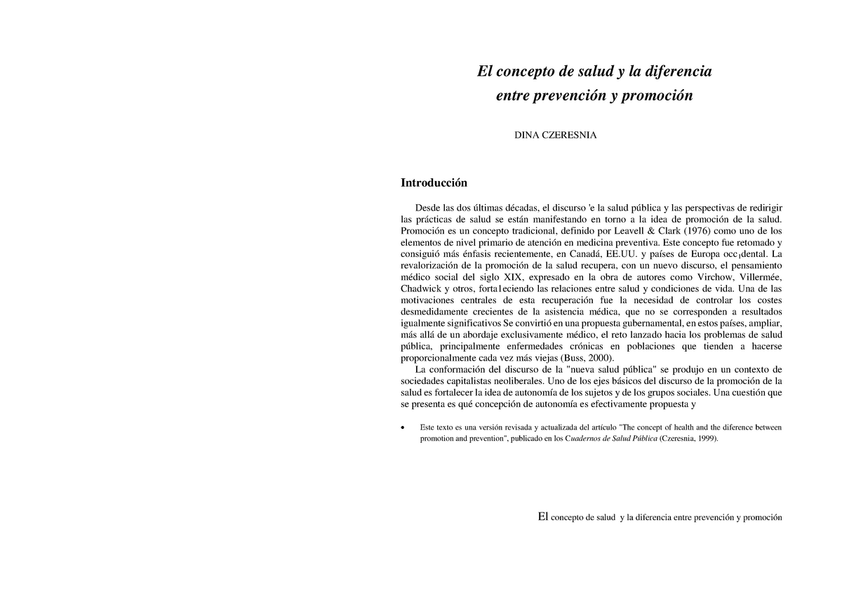 Czeresnia. El Concepto De Salud Y La Diferencia Entre Prevencion Y ...