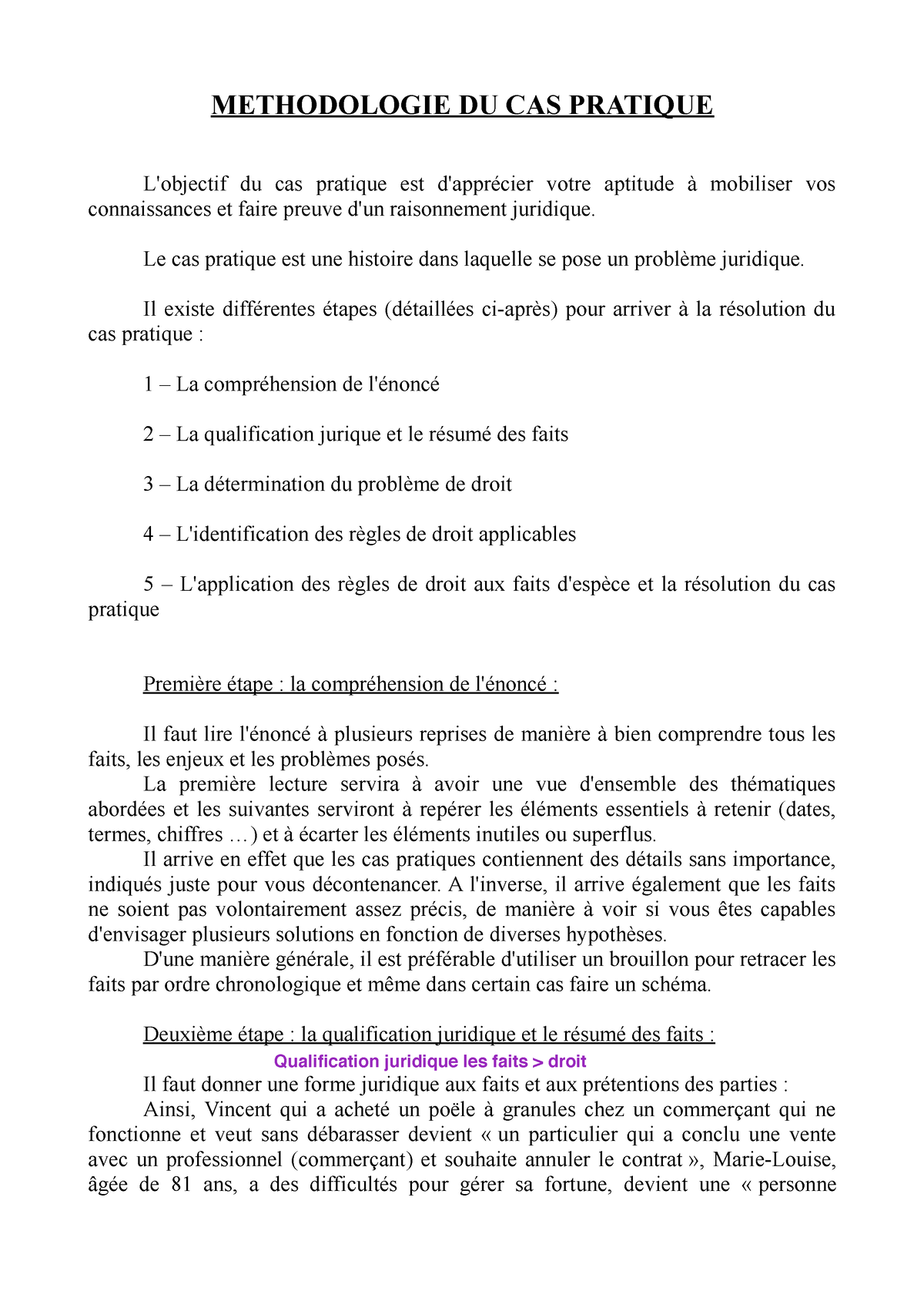 Methodologie DU CAS Pratique Copie METHODOLOGIE DU CAS PRATIQUE L