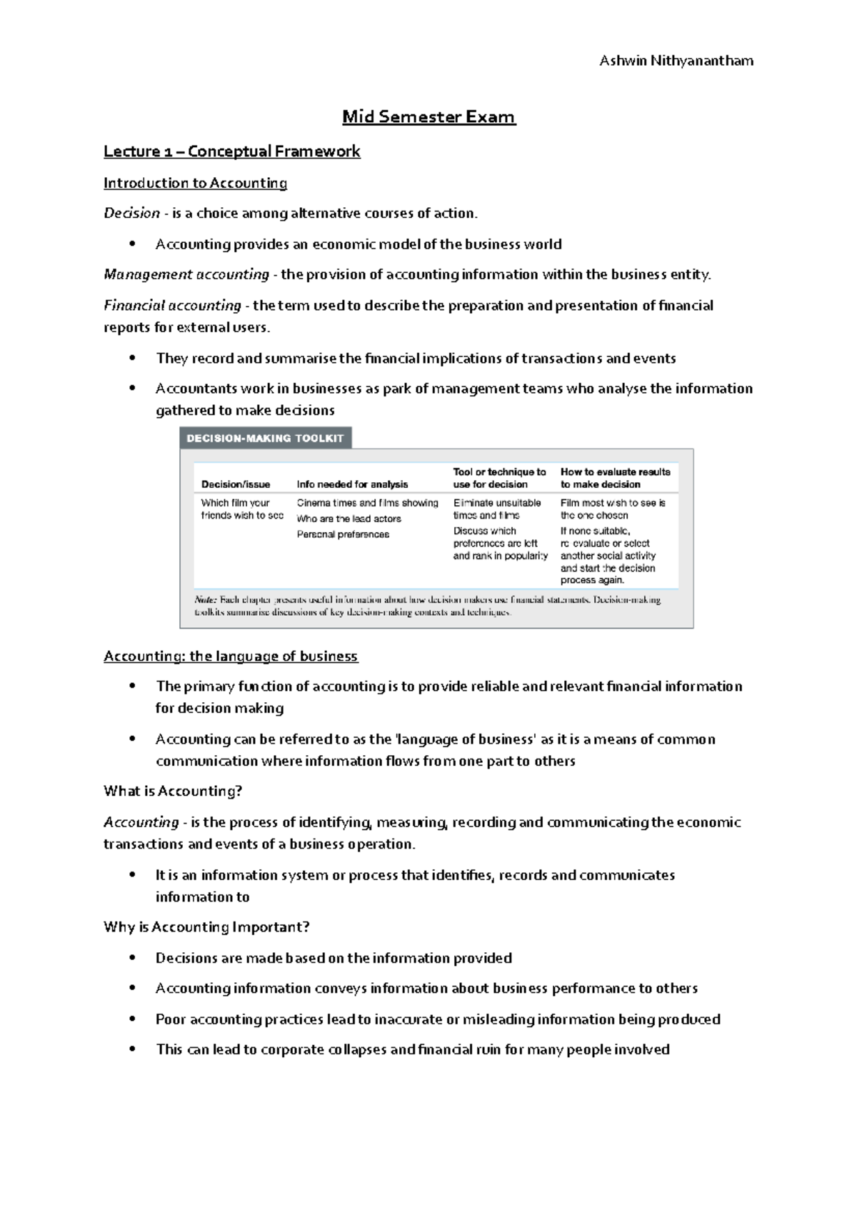 Mid Semester Exam Notes - Mid Semester Exam Lecture 1 – Conceptual ...