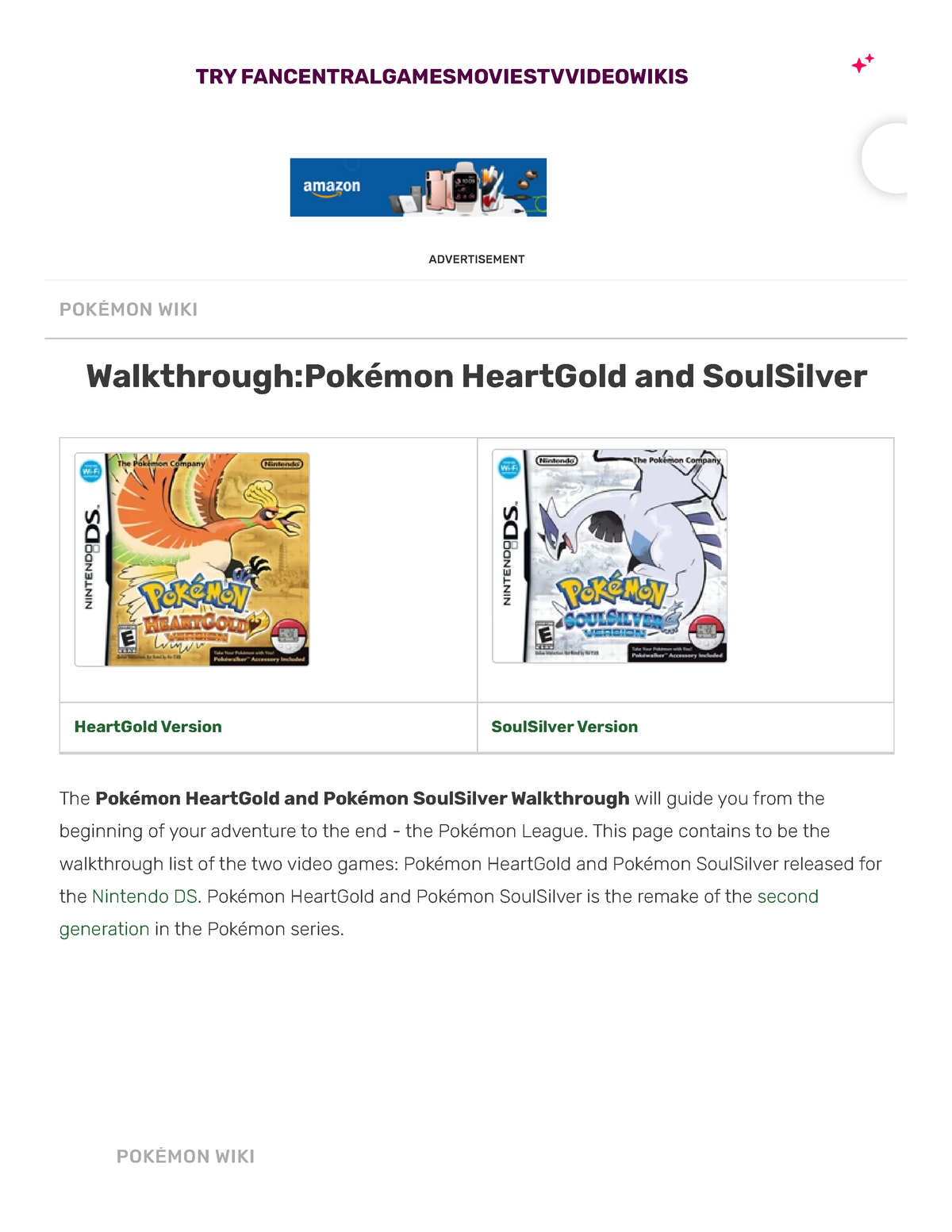 Walkthrough:Pokémon HeartGold and SoulSilver, Pokémon Wiki