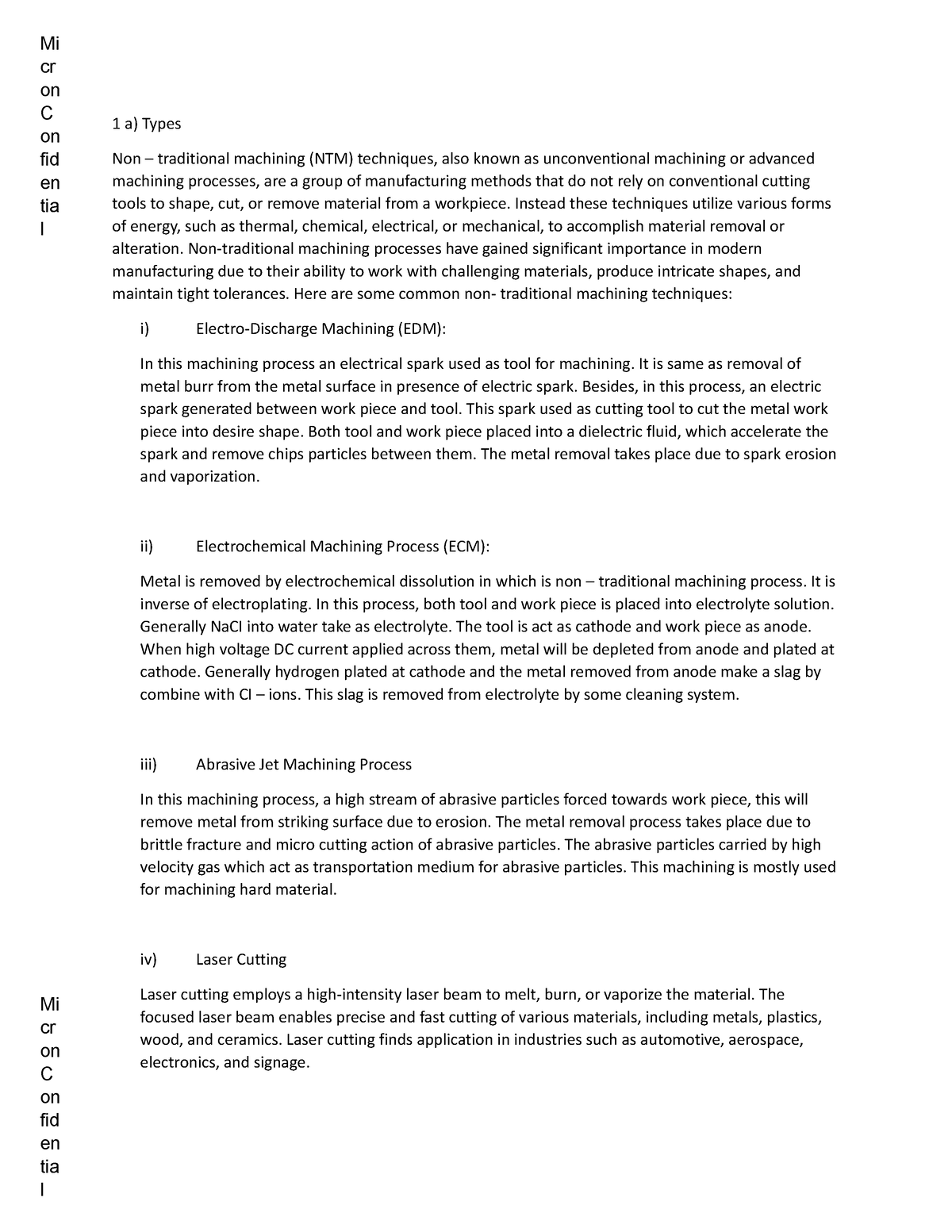 Intro Manufacturing 1 - 1 a) Types Non – traditional machining (NTM ...