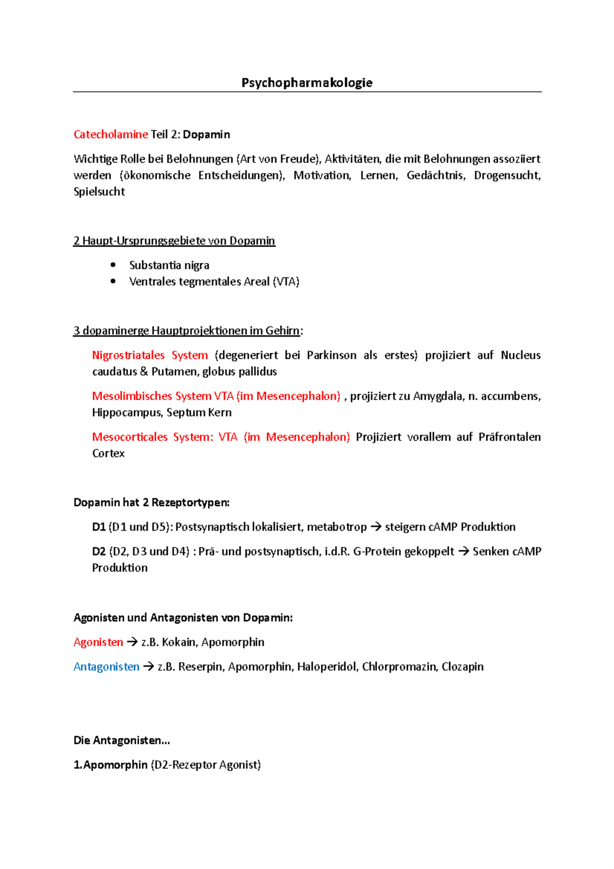 Zusammenfassung Psychopharmaka Teil 2 - Psychopharmakologie ...