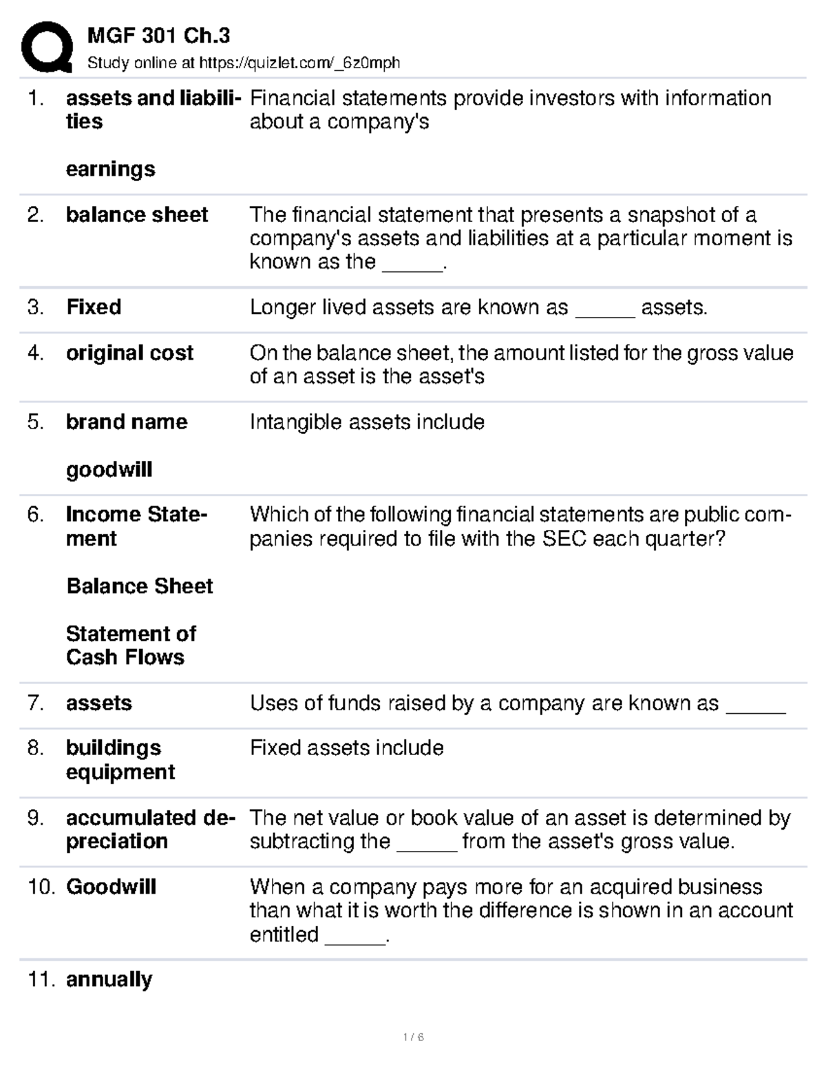 FIN 320 Chapter 3 - Study Online At Quizlet/_6z0mph Financial ...