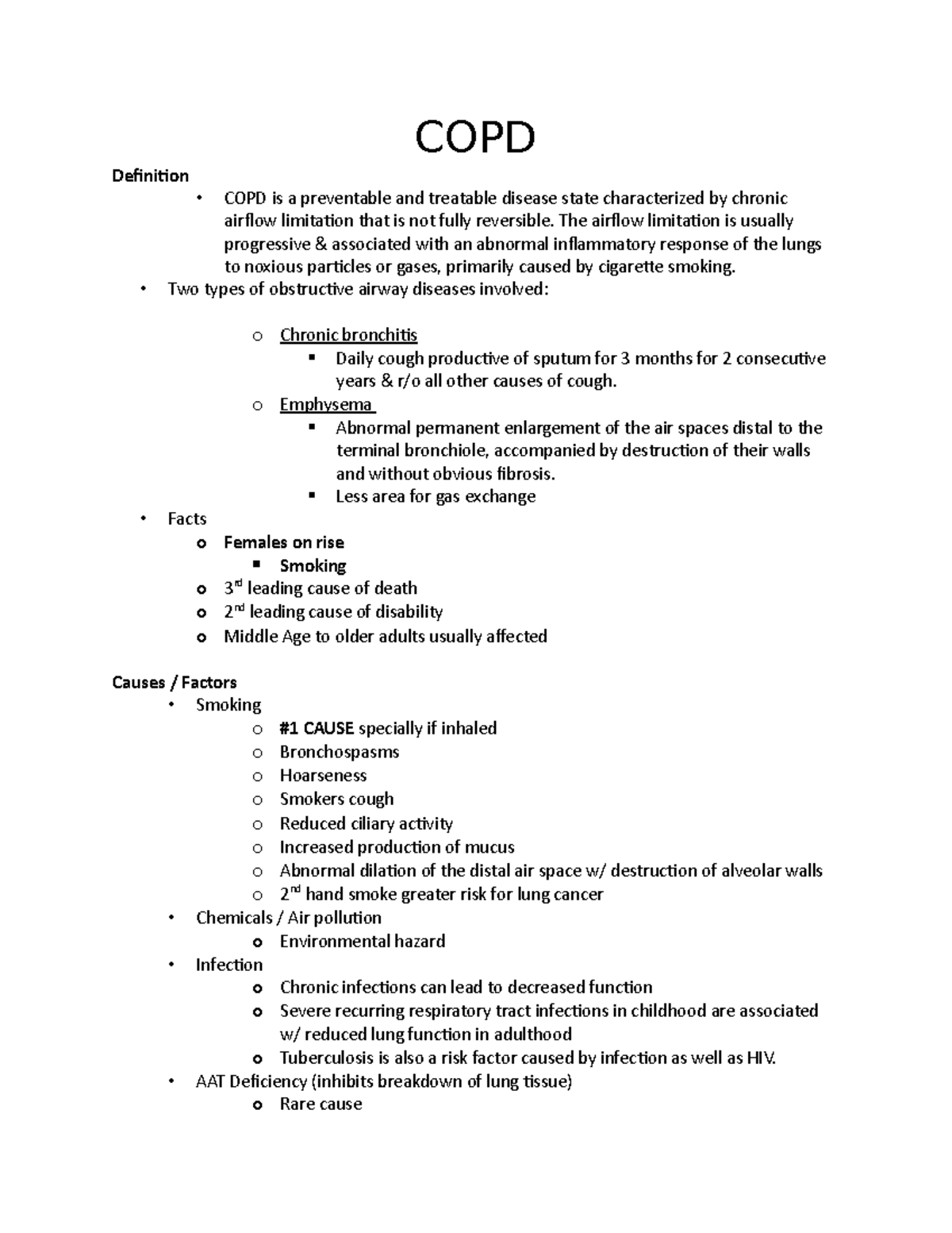 Cardio COPD - Study Guide - COPD Definition - COPD is a preventable and ...