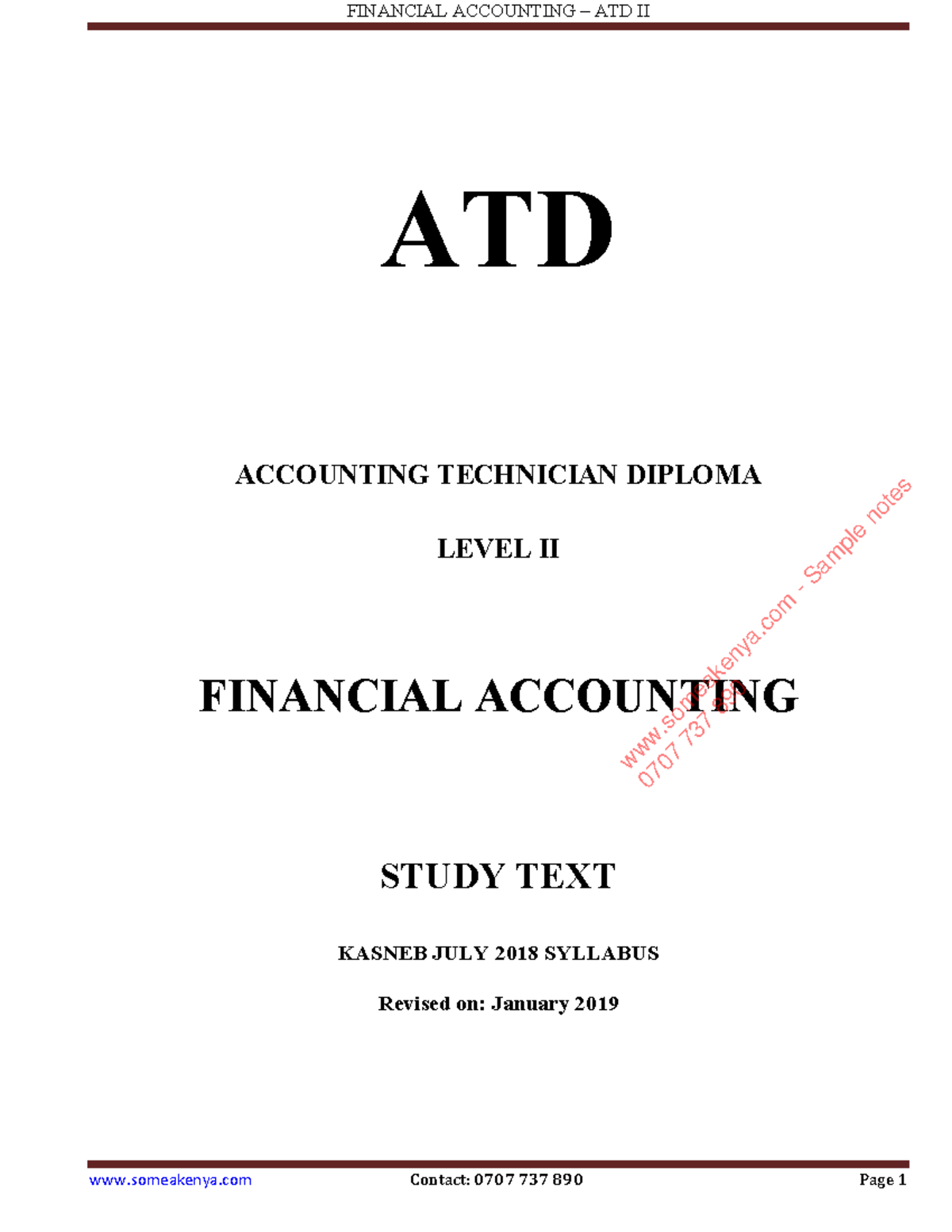 FinancialAccountingII ATD ACCOUNTING TECHNICIAN DIPLOMA LEVEL II