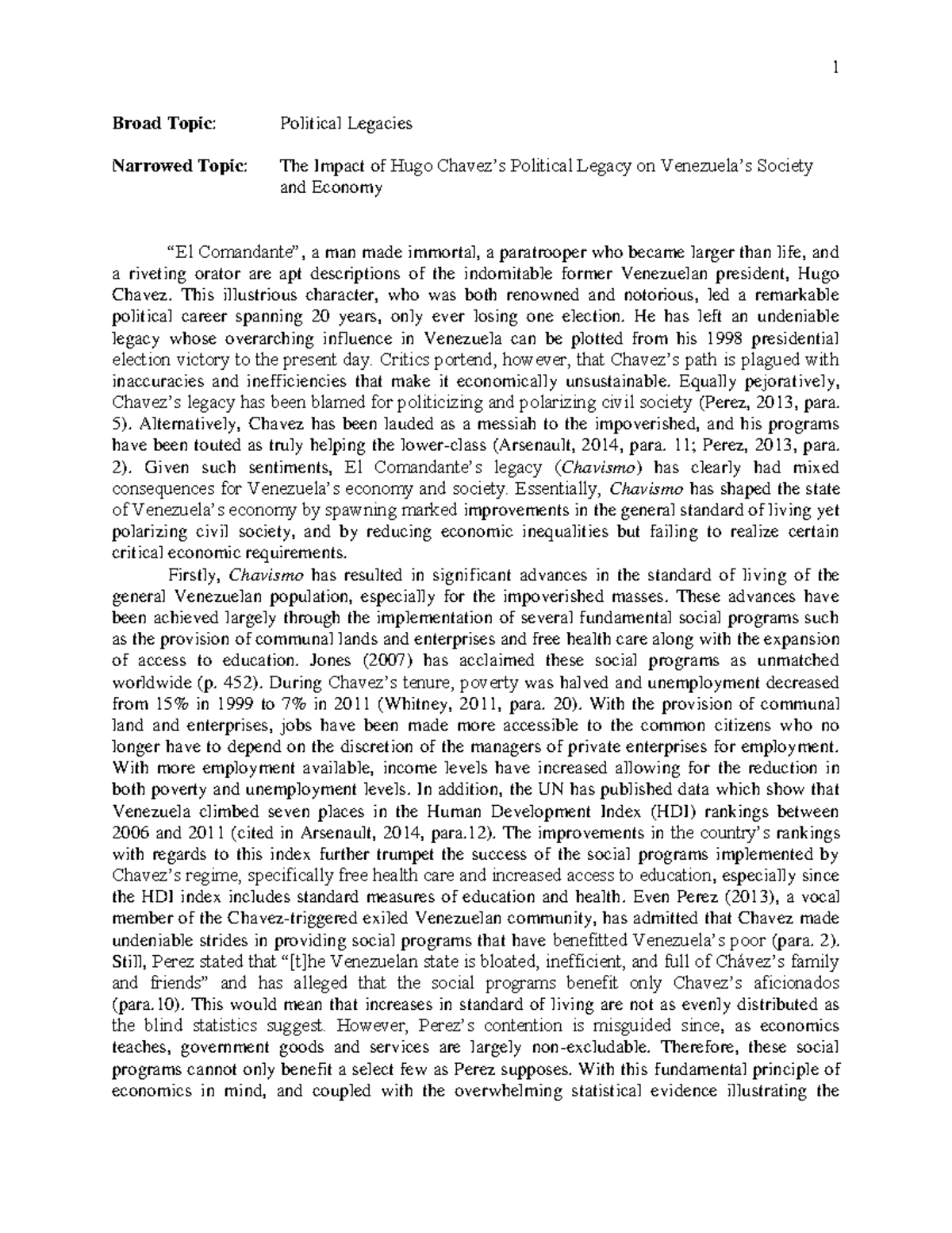 Student Paper 1 - It contains an Example of the final draft of an essay ...