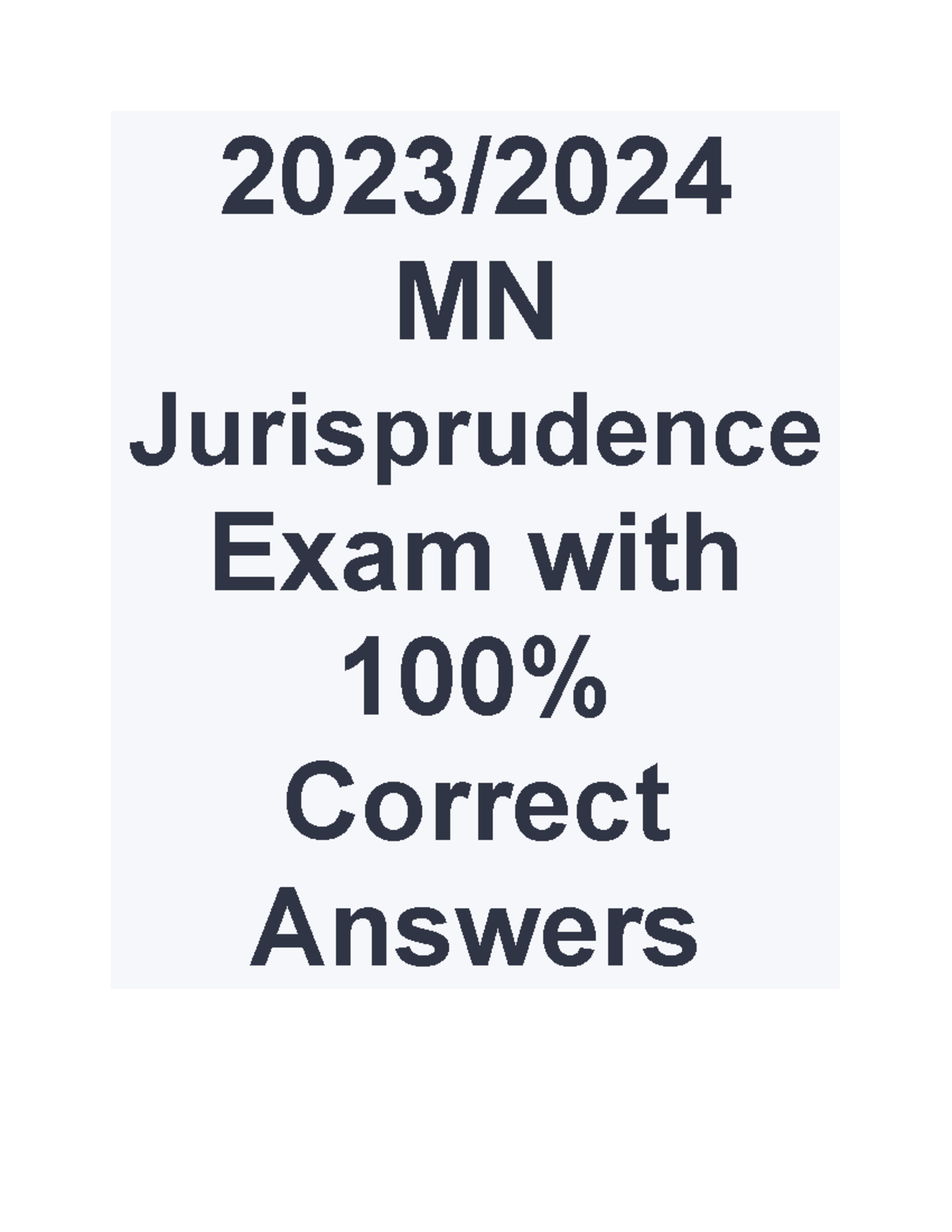 7 20232024 MN Jurisprudence Exam with 100 Correct Answers 2023/ MN