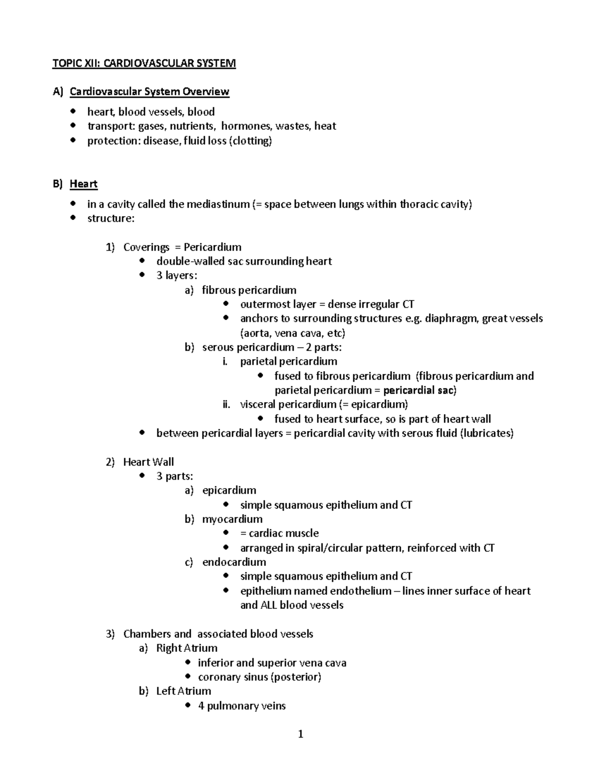 12 - Topic XII - Cardiovascular System - TOPIC XII: CARDIOVASCULAR ...