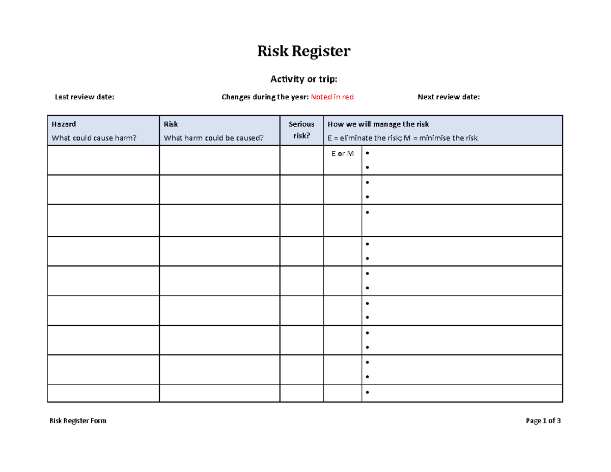 Risk-Register-Template - Risk Register Activity or trip: Last review ...