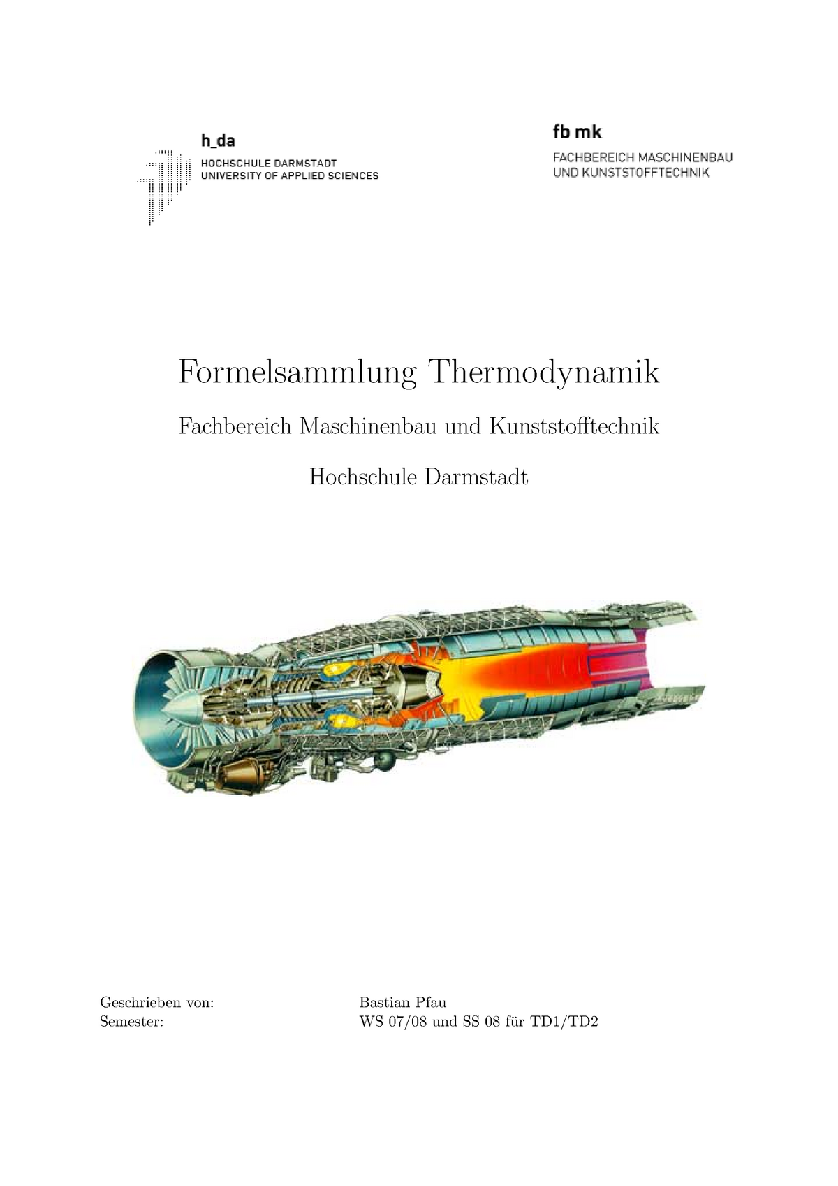 Formelsammlung TD 3 - Zusammenfassung Thermodynamik - Formelsammlung ...