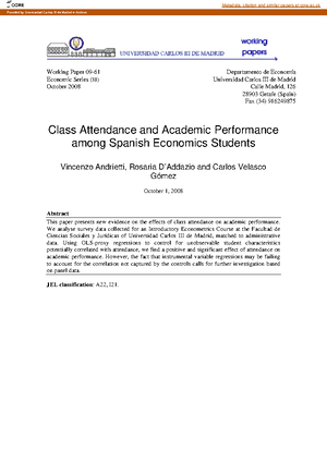The Effect of Attendance on Students' Academic Performance - Support: e ...