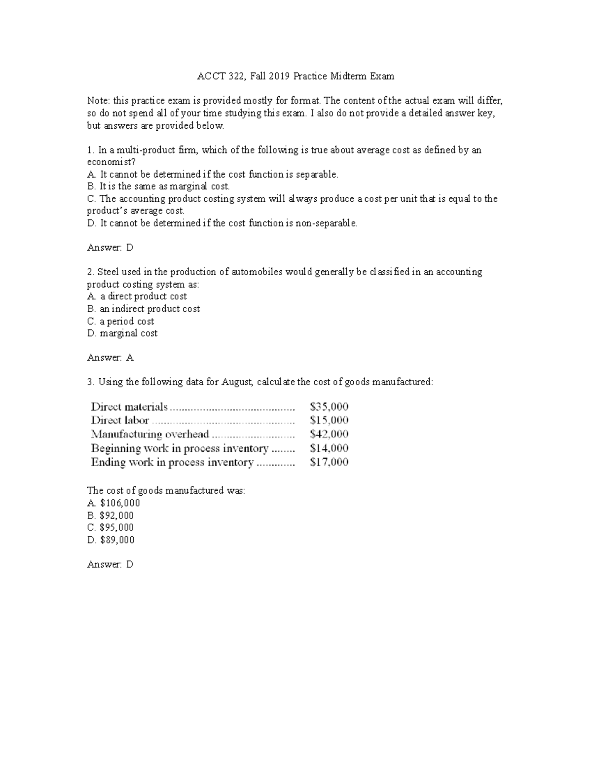 Midterm 25 October 2019 Questions And Answers Warning Tt Undefined Function 32 Acct 322 7902