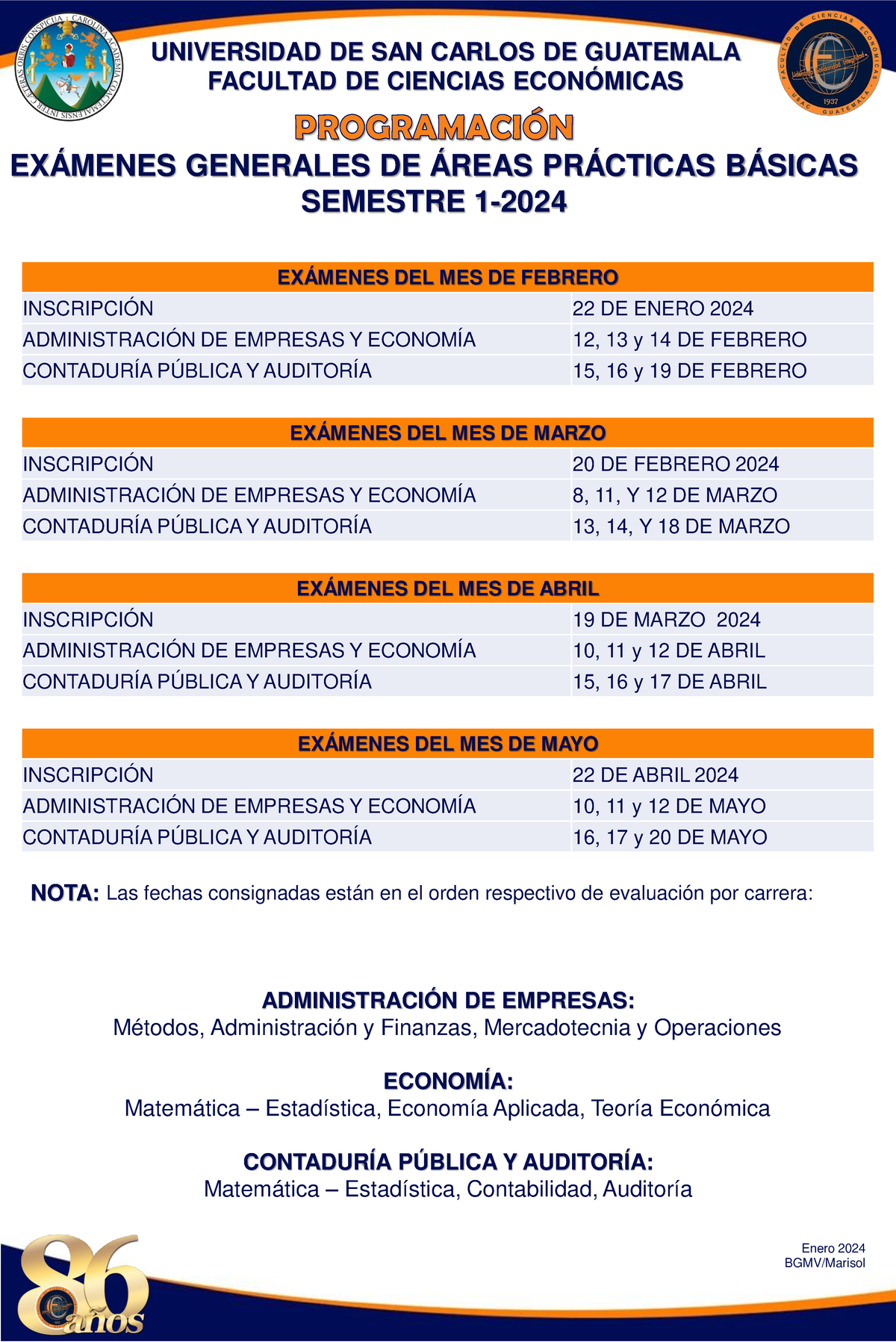 Calendario-EGAP-2024 - EXÁMENES DEL MES DE FEBRERO INSCRIPCIÓN 22 DE ...
