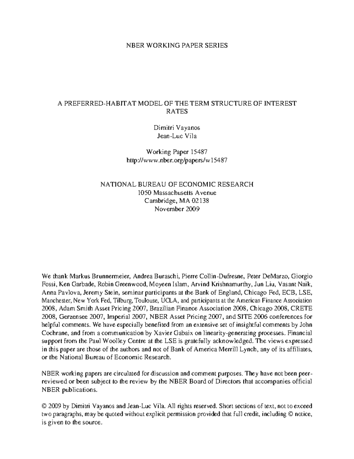 interest rate trend - NBER WORKING PAPER SERIES A PREFERRED-HABITAT ...