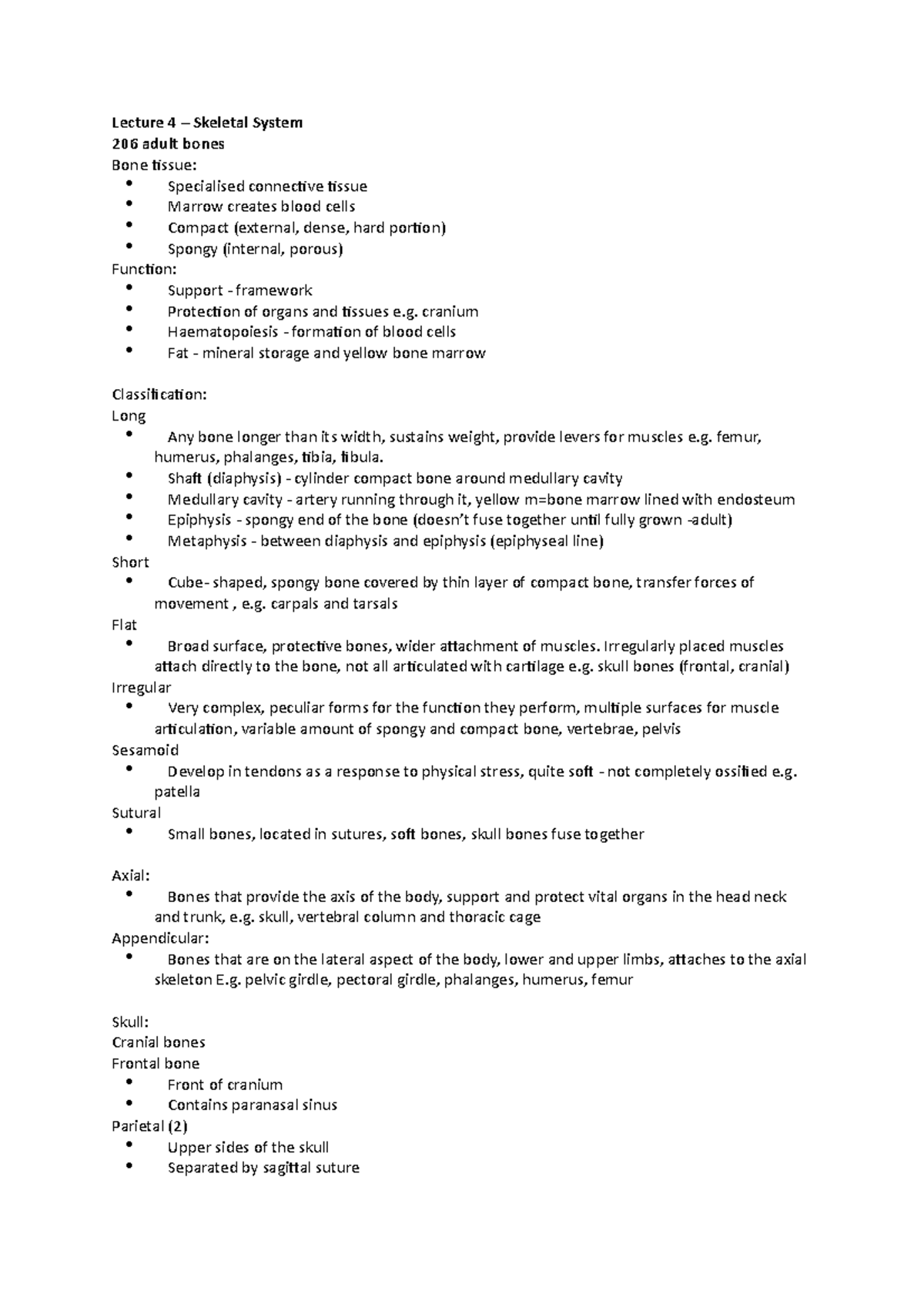 Lecture 4 – Skeletal System - Lecture 4 – Skeletal System 206 adult ...