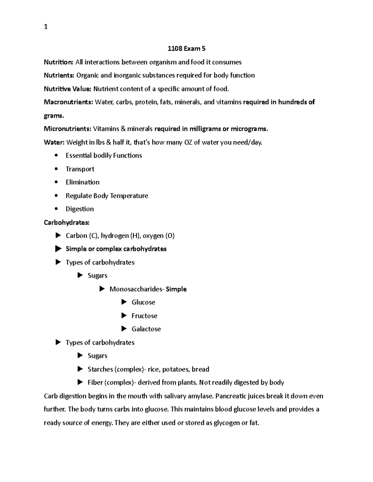 1108 Exam 5 - Nutrition chapters - 1108 Exam 5 Nutrition: All ...