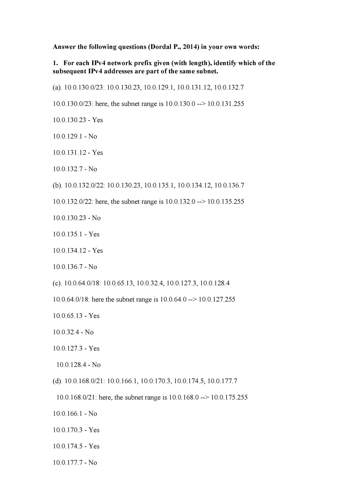 Written Assignment Unit 4 - **Answer The Following Questions (Dordal P ...