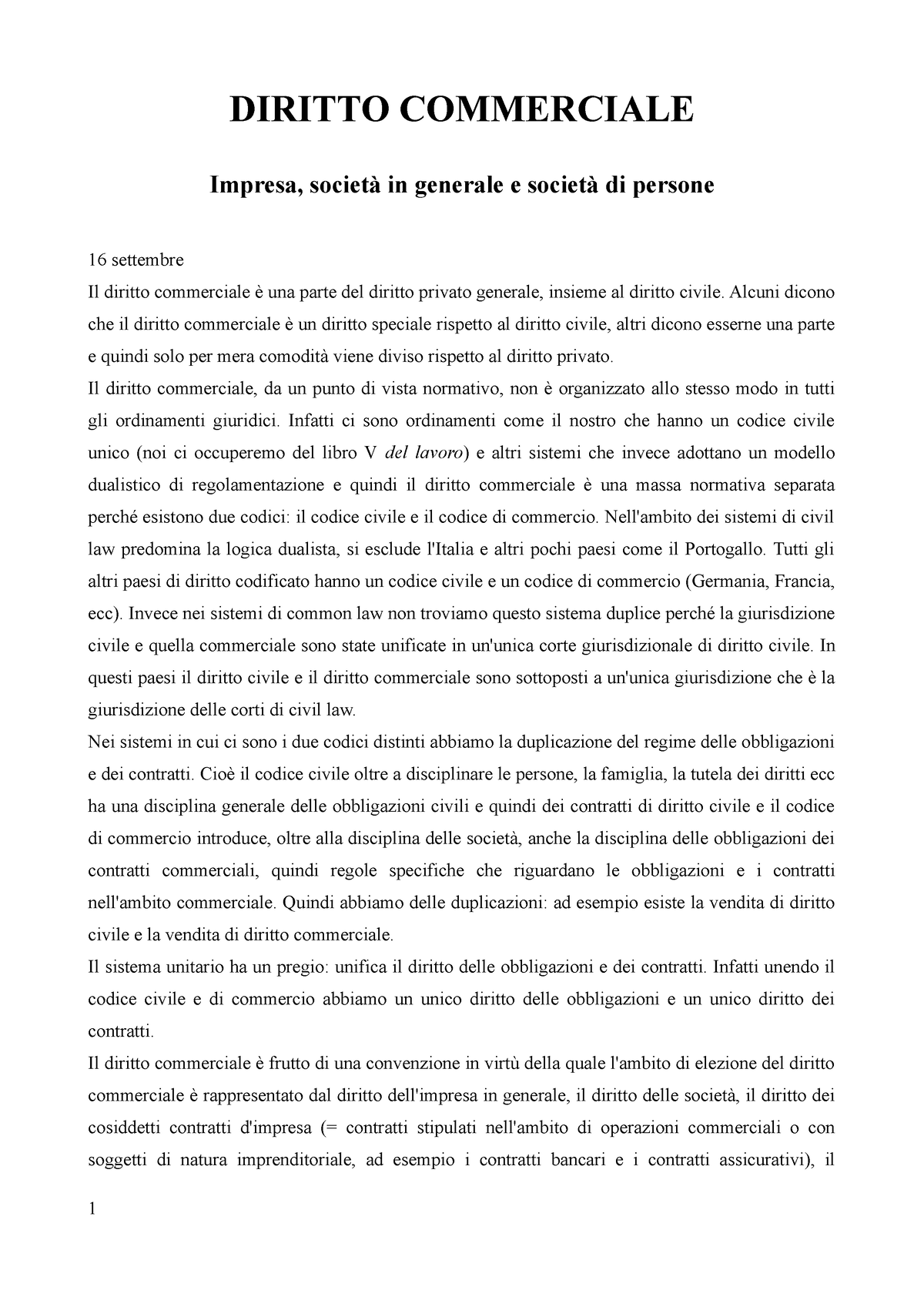 Appunti Diritto Commerciale - DIRITTO COMMERCIALE Impresa, Società In ...