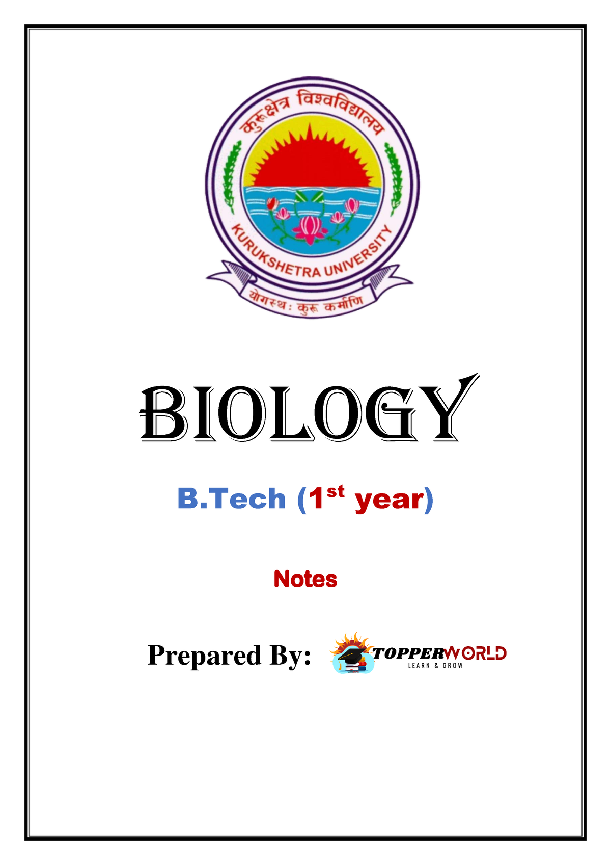 Biology-B - Biology B ( 1 st year) Notes Prepared By: BIOLOGY Unit ...