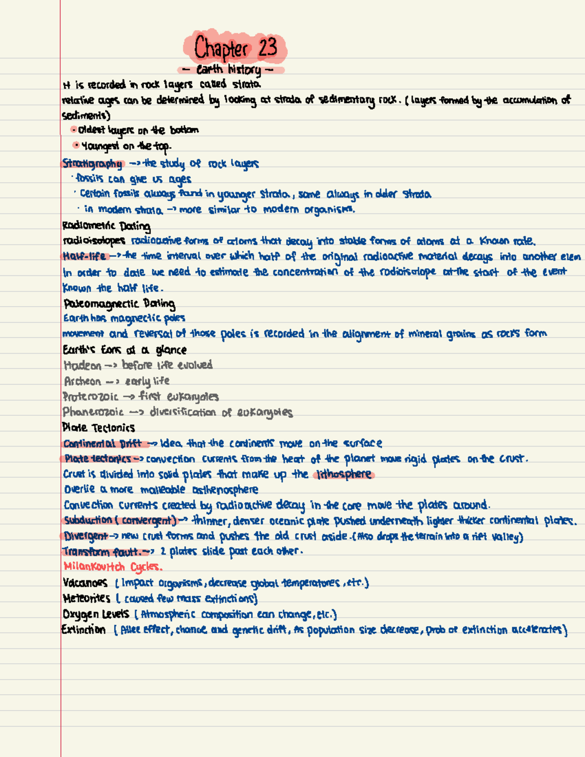 Org Biology ch 23 - Notes - Chapter 23 - earth history - itis recorded ...