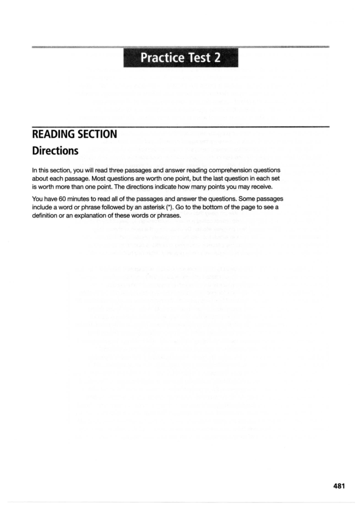 Diagnostic+Test - test - Practice Test 2 READING SECTION Directions In ...