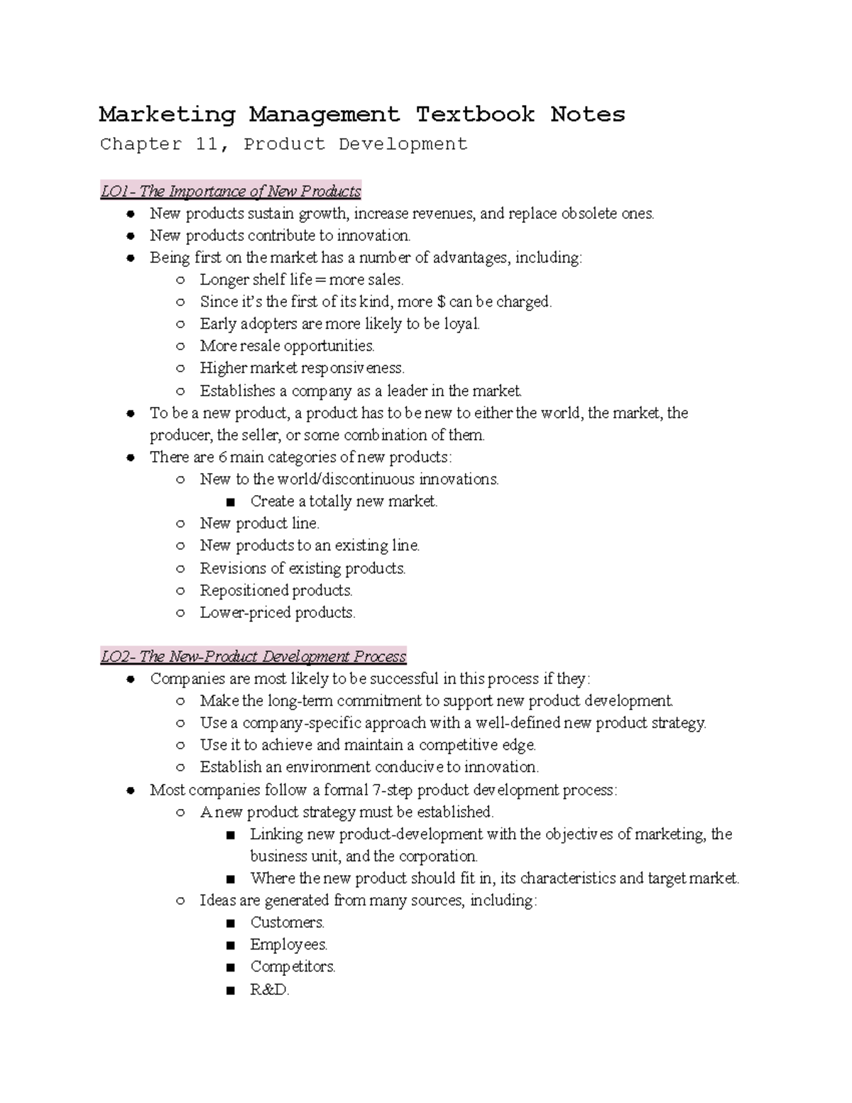 MKTG Chapter 11 Notes - Marketing Management Textbook Notes Chapter 11 ...