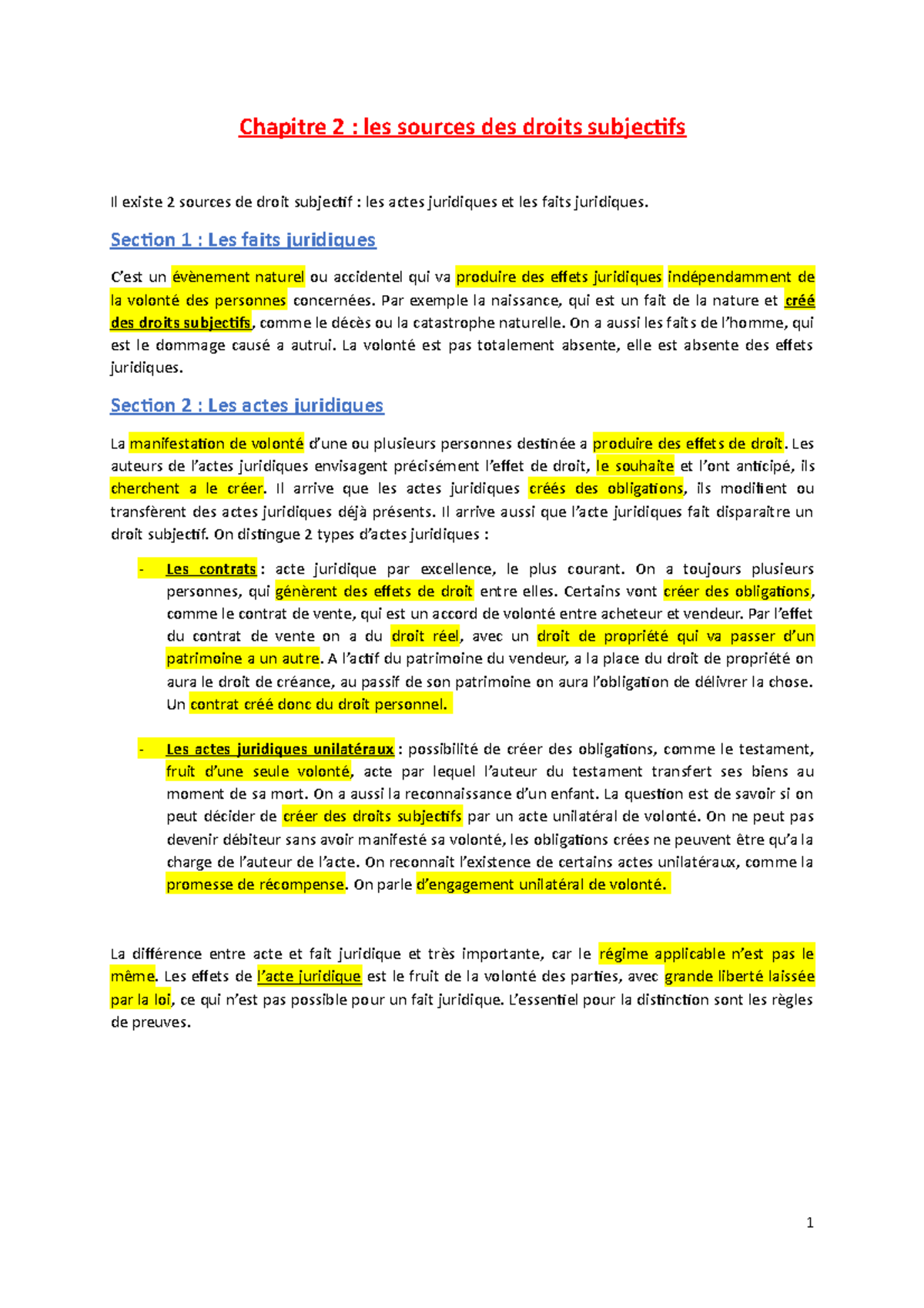 Chapitre 2. Les sources du droit subjectif - Chapitre 2 : les sources ...