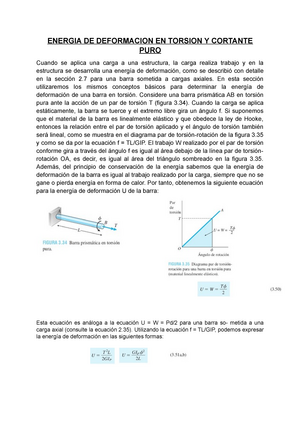 Energia DE Deformacion EN Torsion Y Cortante PURO - ENERGIA DE ...