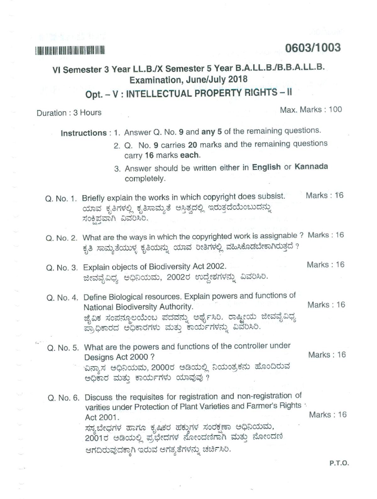 Intellectual Property Rights-Ii Question papers - Llb - KSLU - Studocu