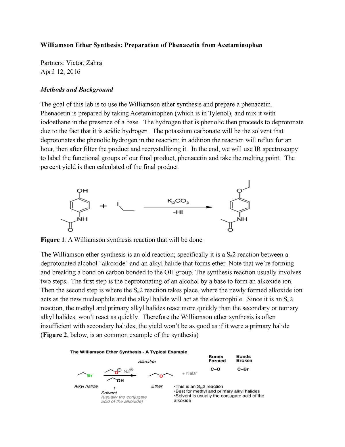 williamson ether synthesis of phenacetin