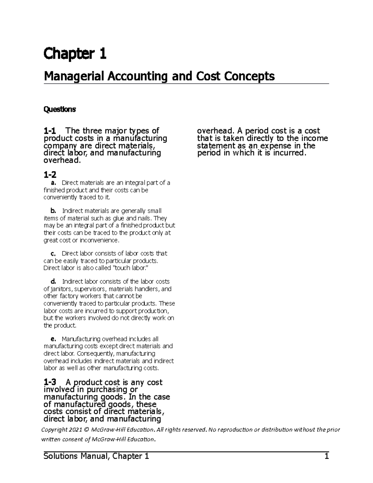 17e GNB CH01 SM[7395] - Chapter 1 Managerial Accounting and Cost ...
