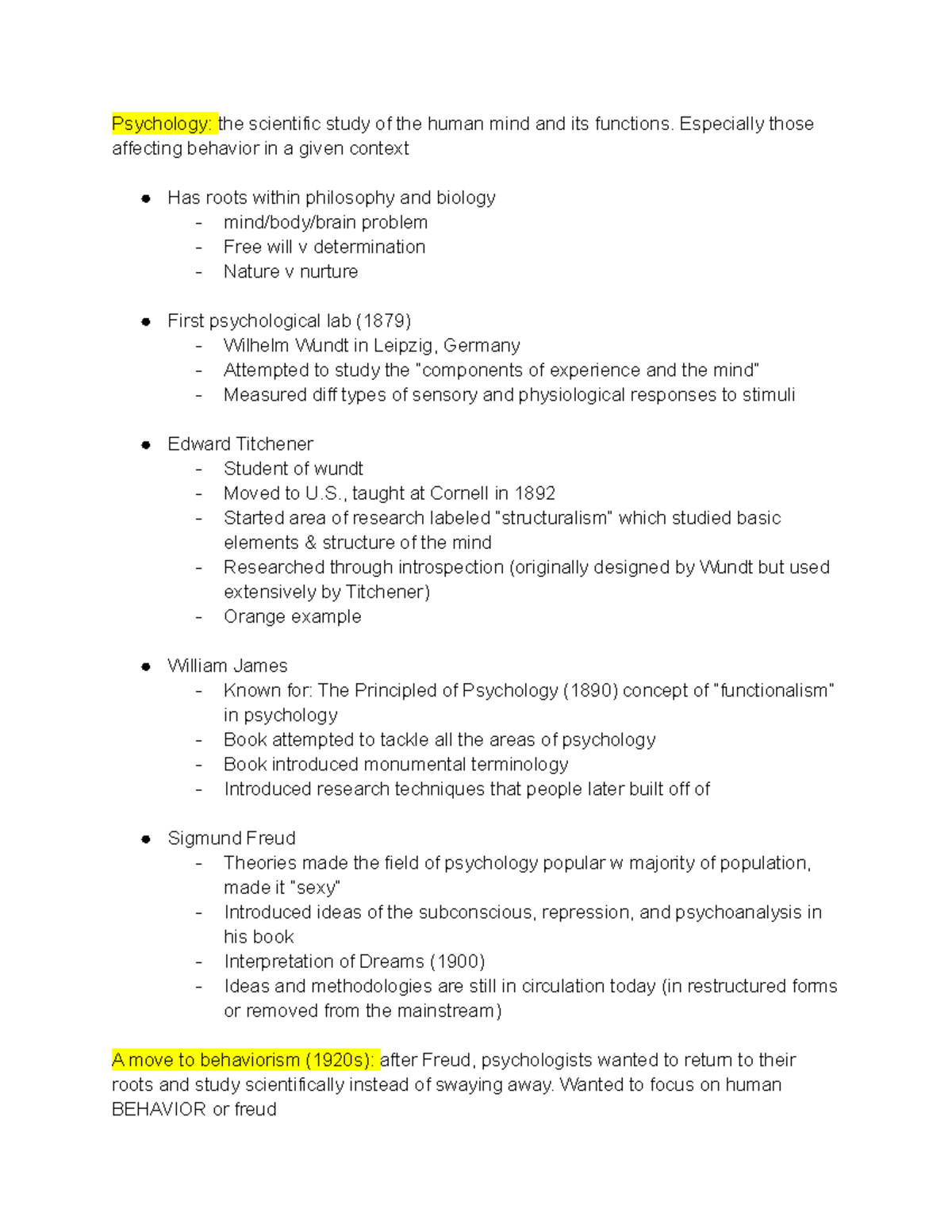 Lecture 1 Define Psychology Psychology the scientific study of the