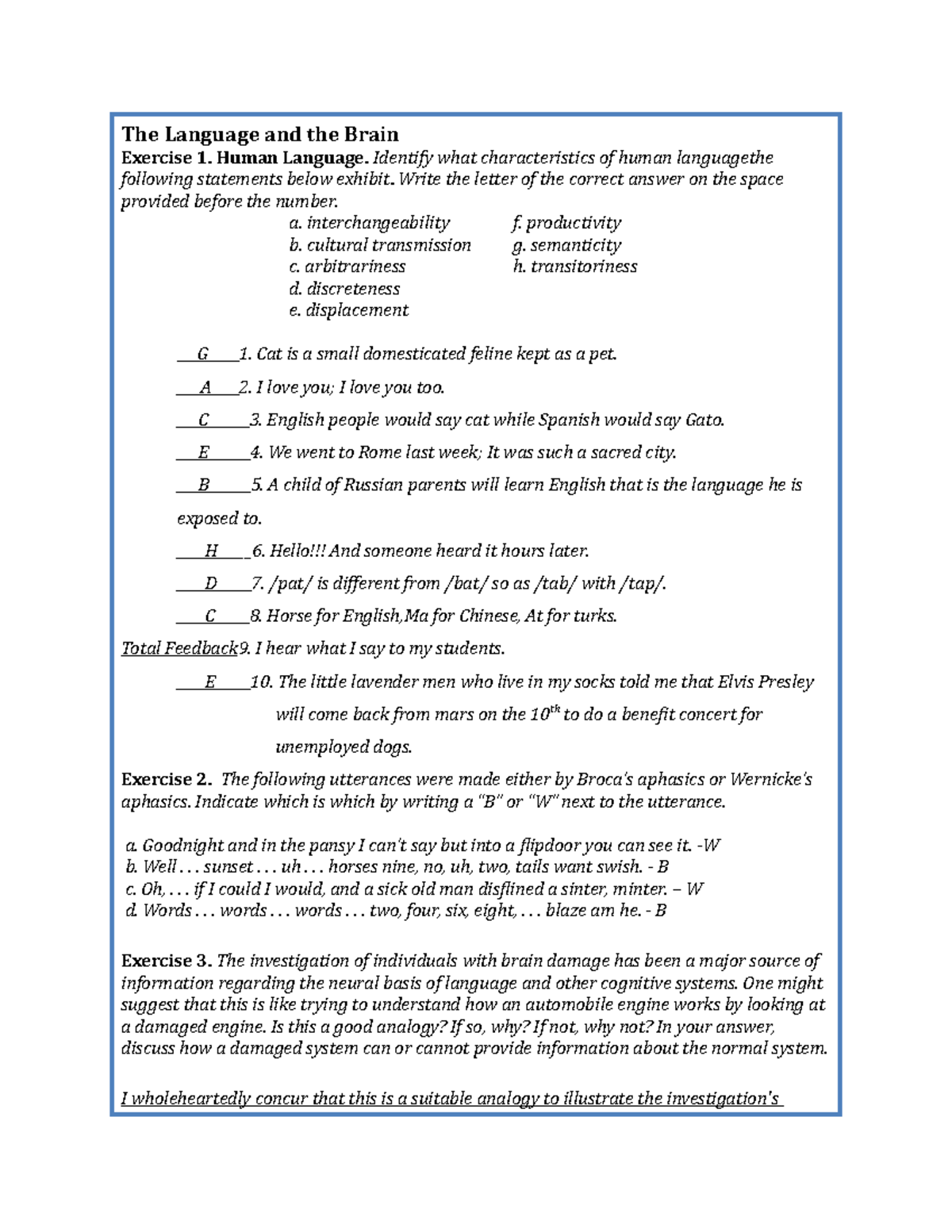 ELc 221 Psychology of language - The Human Language and the Brain - The ...
