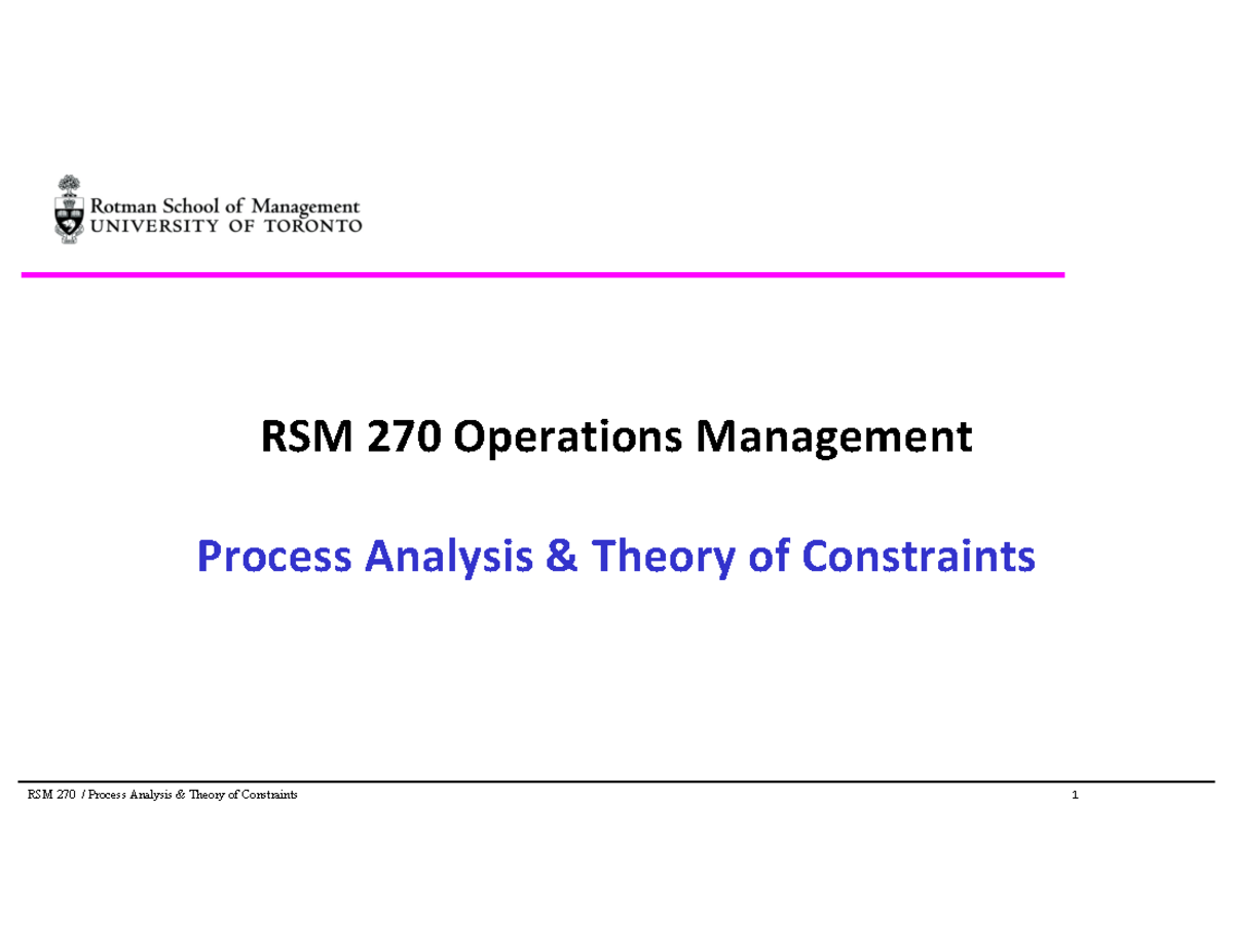 RSM 270 Winter 2024 - Lecture 2 notes - RSM 270 Operations Management ...